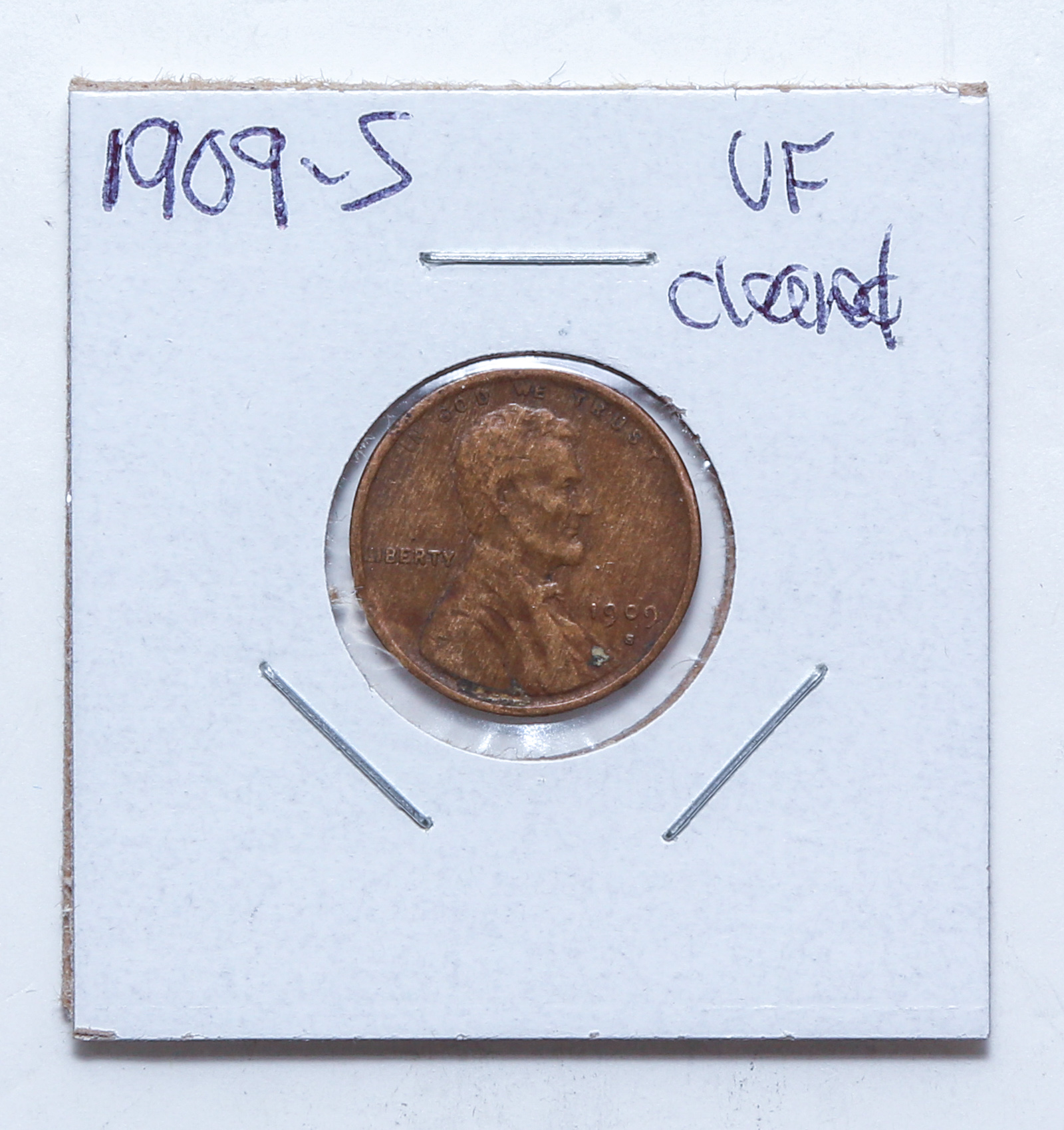 1909 S LINCOLN CENT VF CLEANED 3c7734