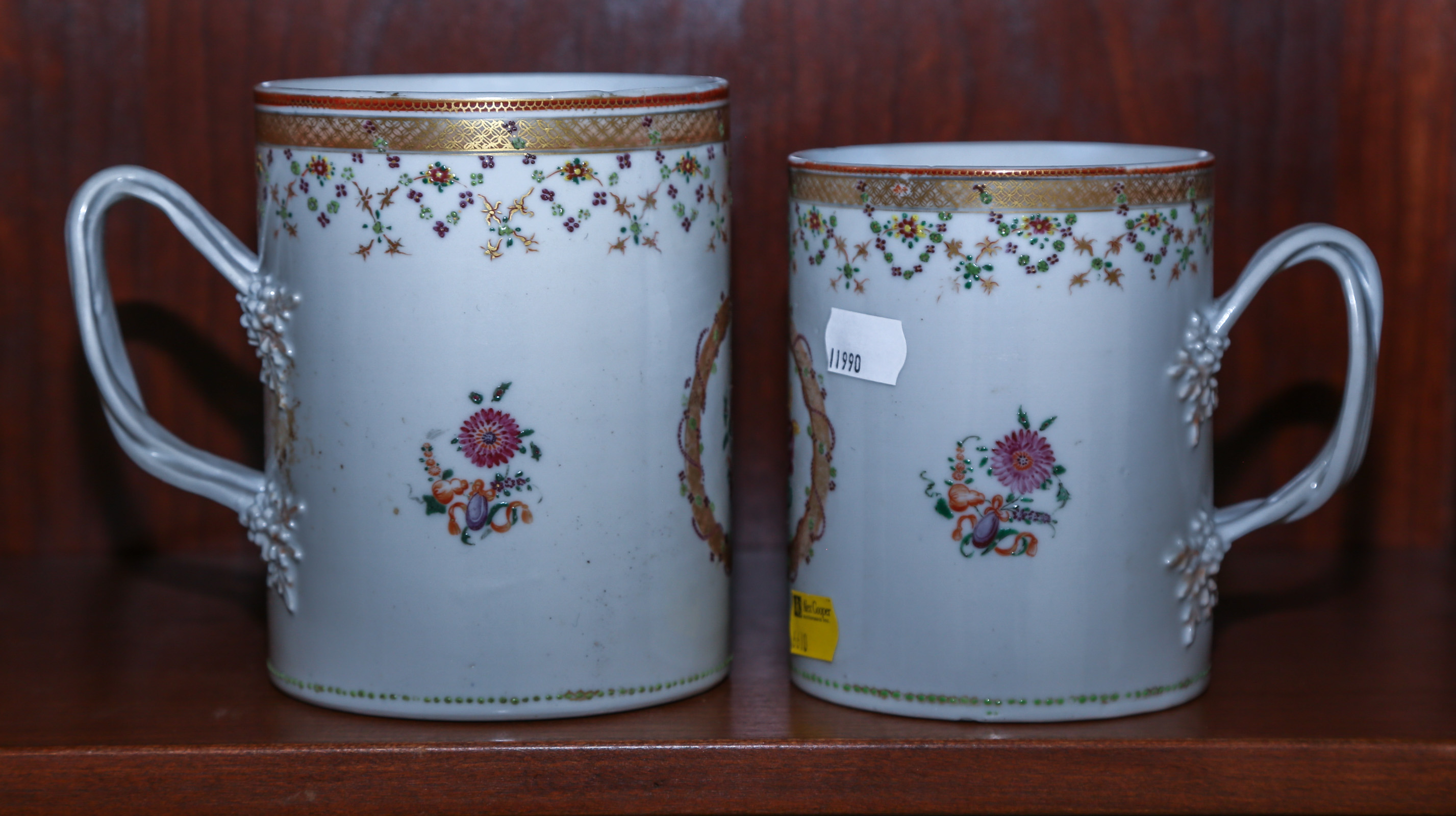 TWO CHINESE EXPORT TANKARDS Late