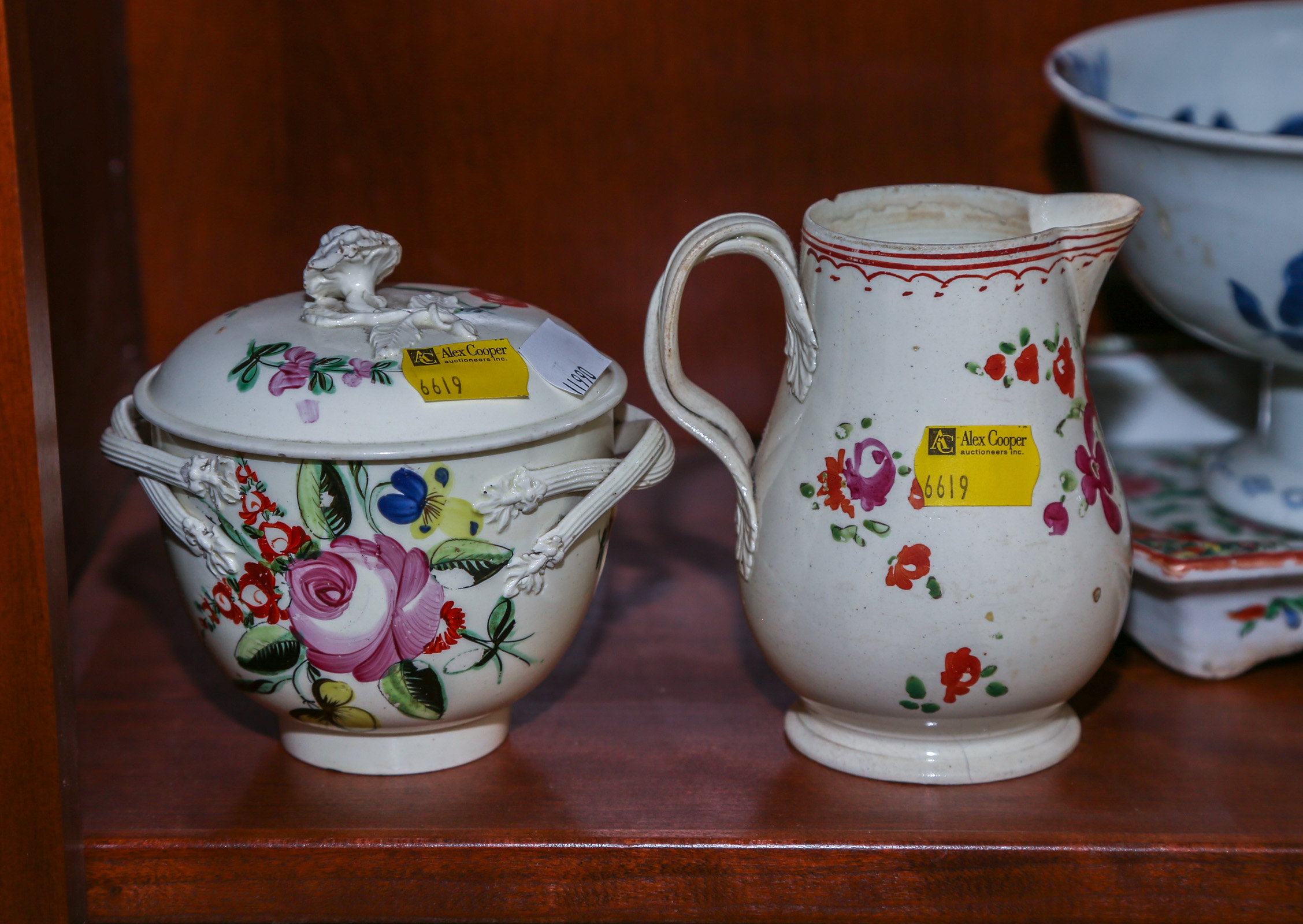 TWO PIECES OF ANTIQUE ENGLISH CREAMWARE