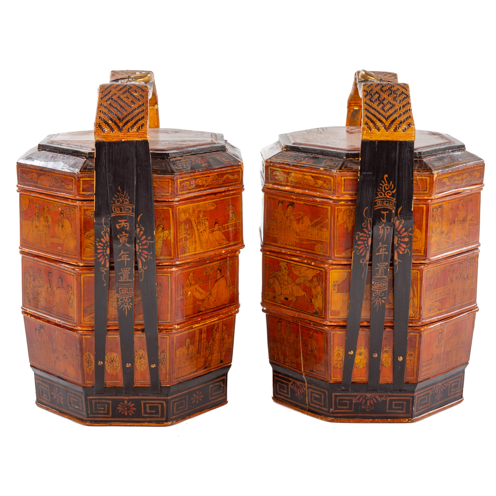 A PAIR OF CHINESE STACKING LACQUER