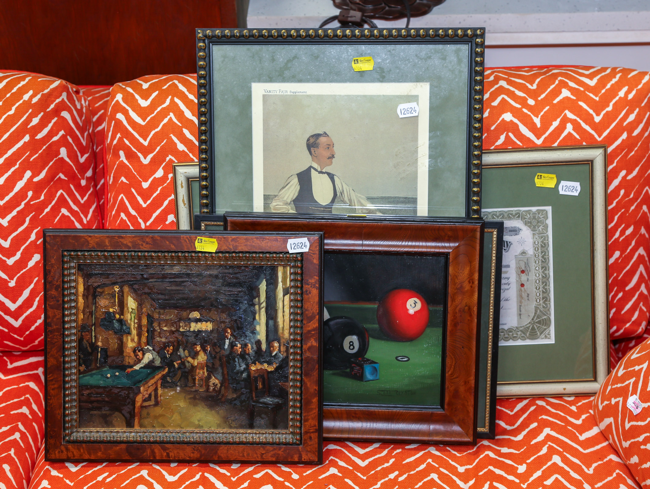 FOUR FRAMED BILLIARD RELATED PIECES 3c78eb