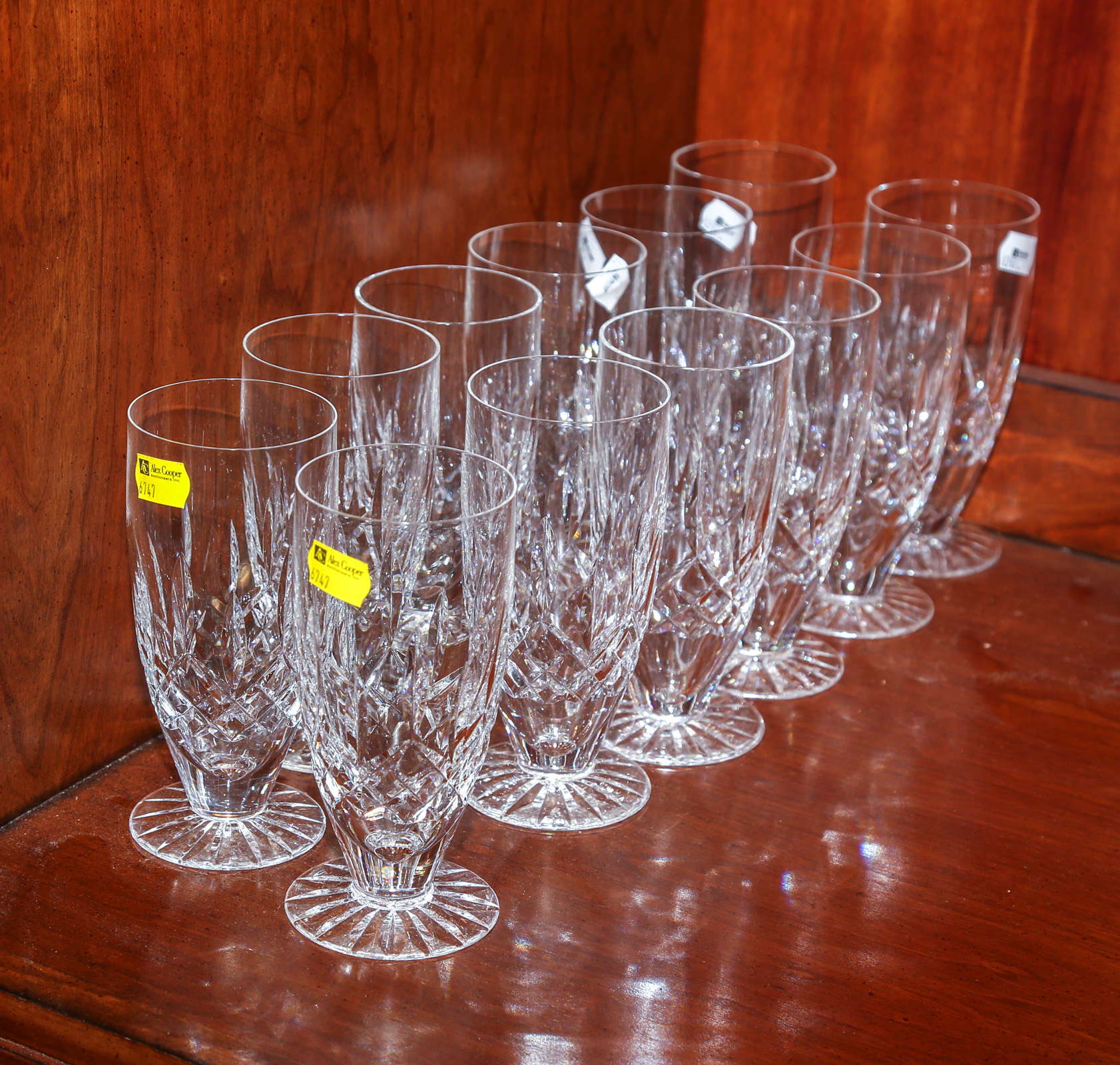 12 WATERFORD "LISMORE" WATER GLASSES