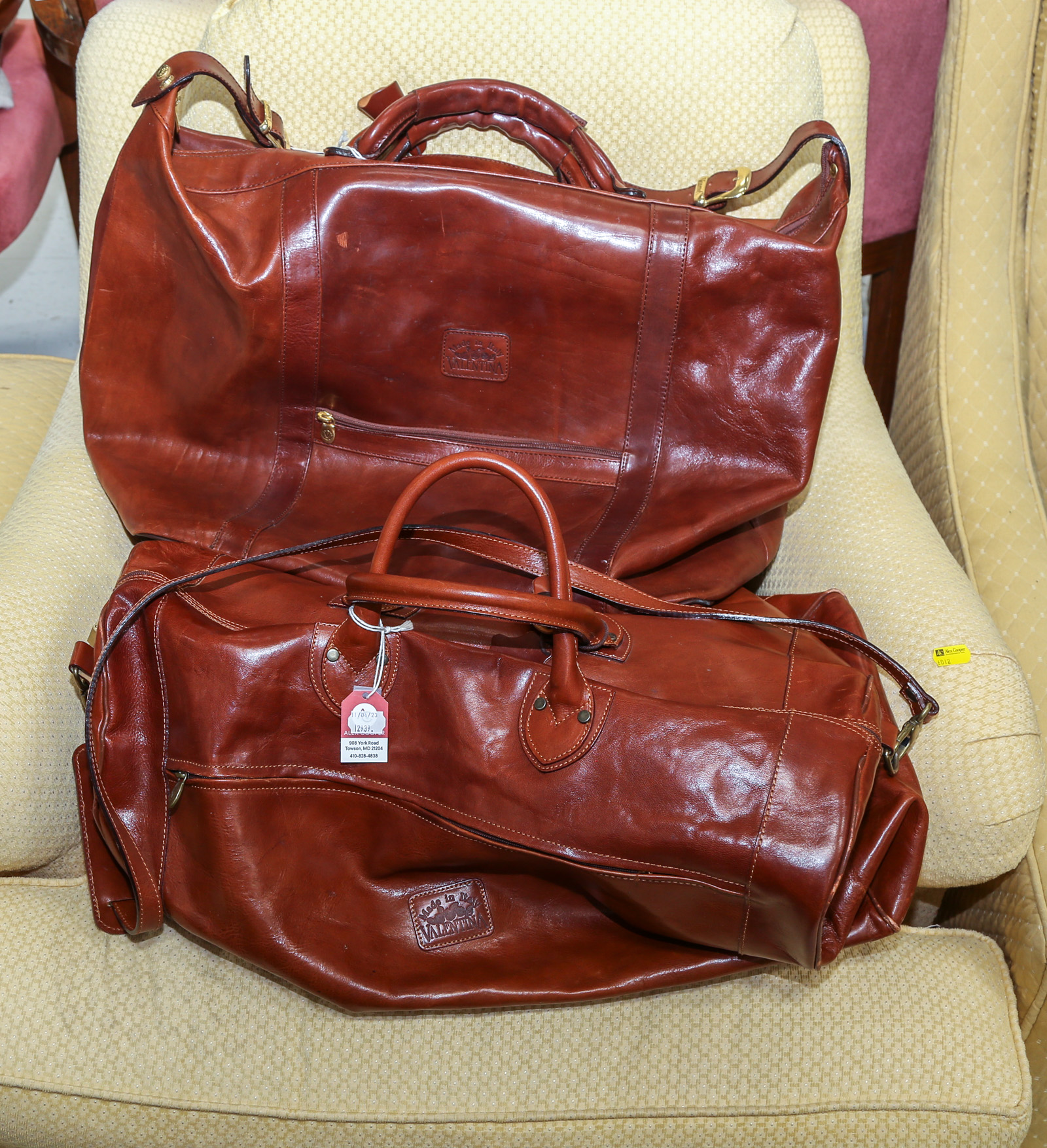 TWO VINTAGE LEATHER VALENTINA TRAVEL