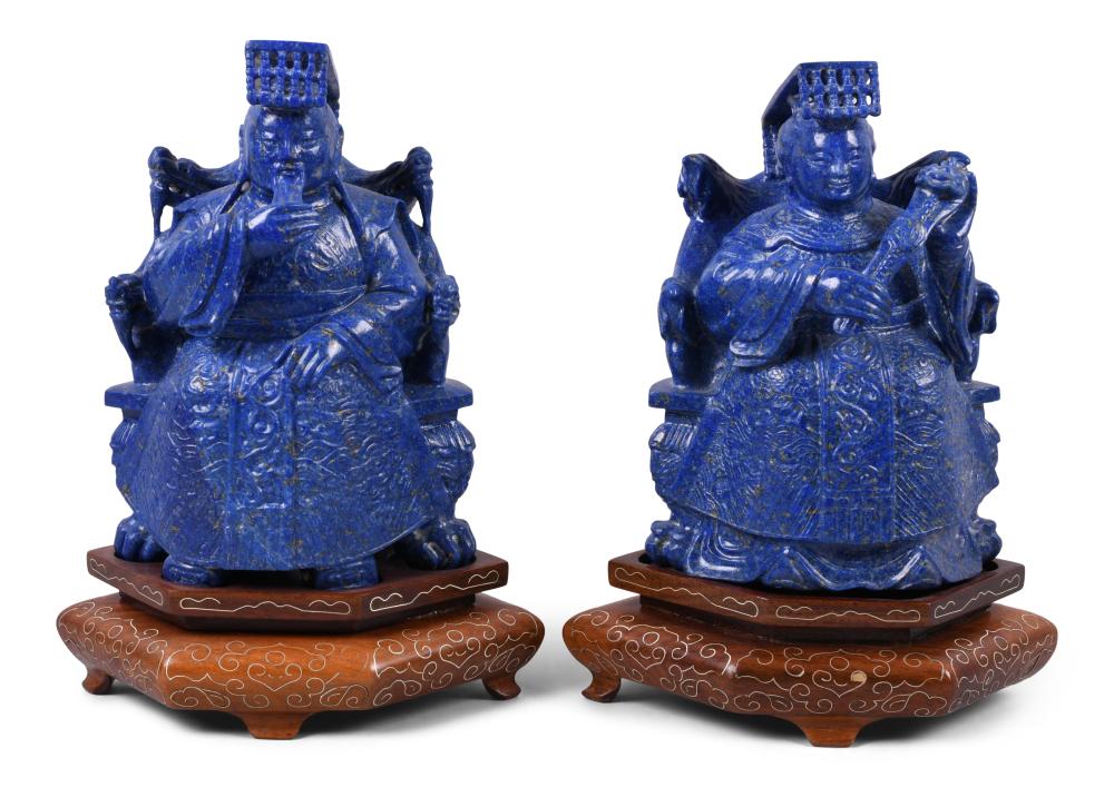 PAIR OF CHINESE LAPIS LAZULI EMPEROR 3c79c8