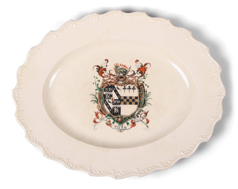 LEEDS CREAMWARE ARMORIAL SMALL OVAL