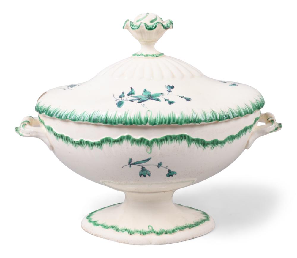 NEALE CO CREAMWARE GREEN FEATHERED 3c7a76