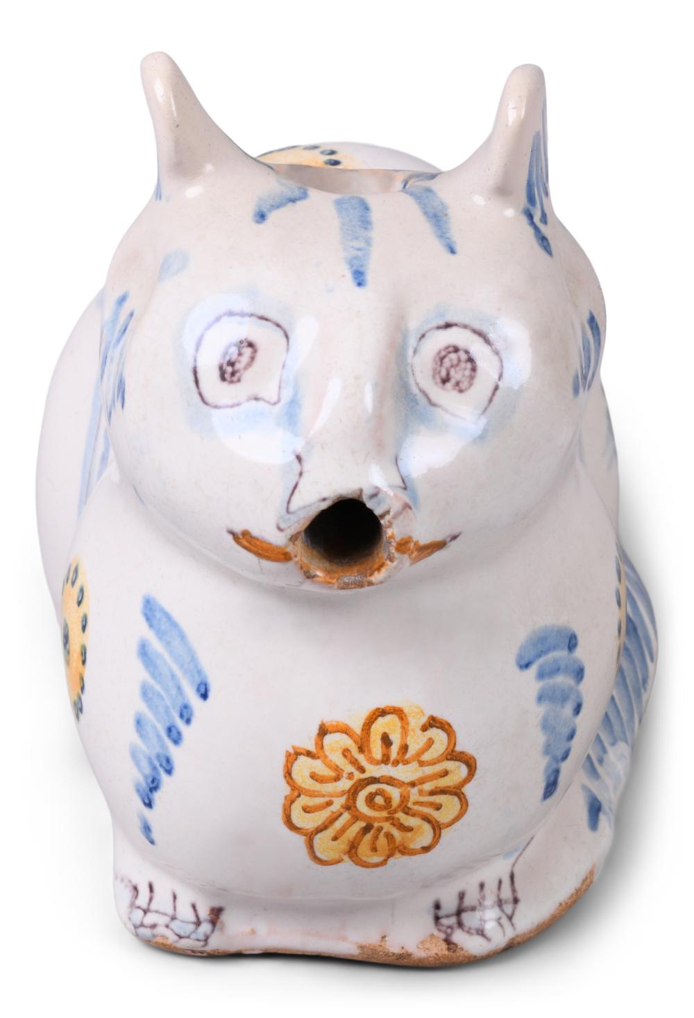 NEVERS FAIENCE CAT-FORM WATER BOTTLE,