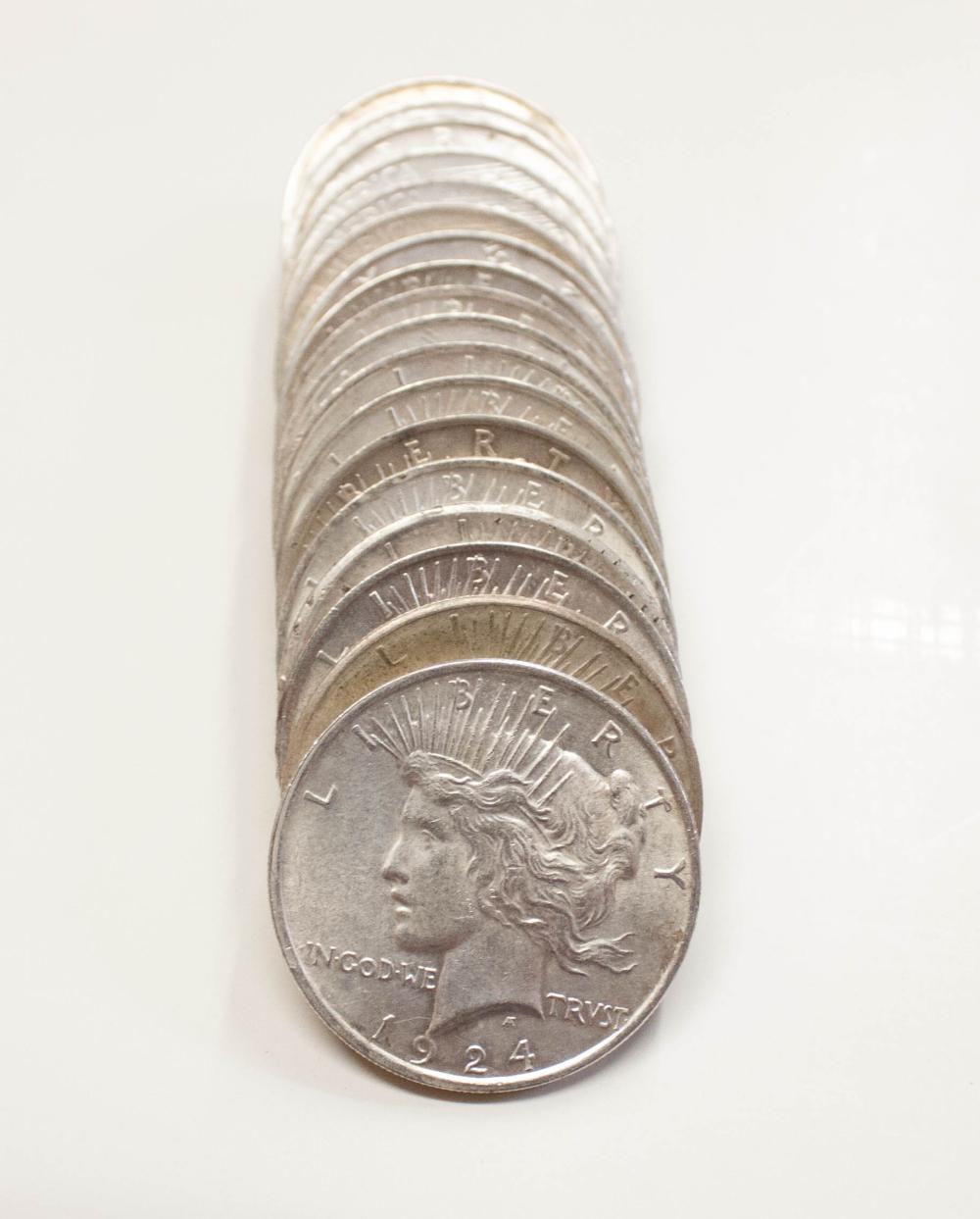 NINETEEN U.S. PEACE TYPE SILVER