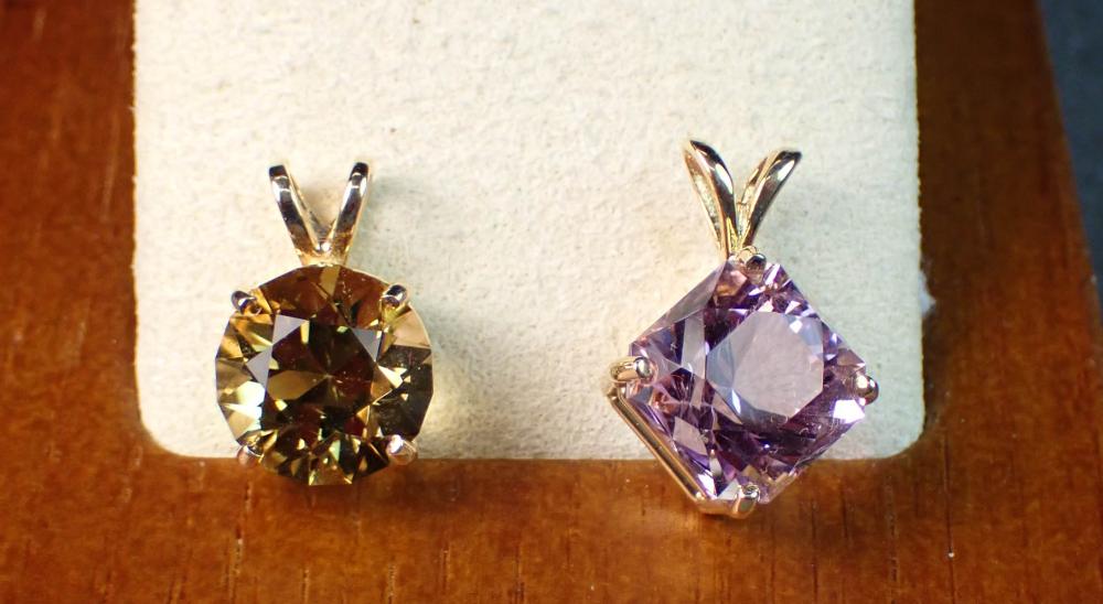 TWO GEMSTONE AND FOURTEEN KARAT