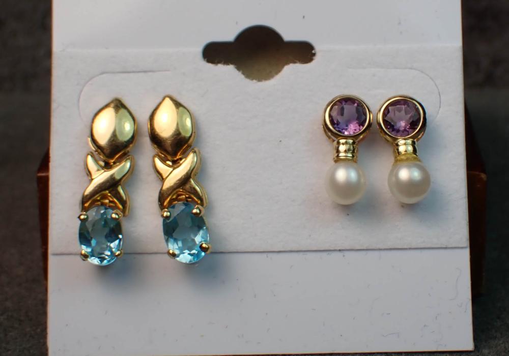 TWO PAIRS OF FOURTEEN KARAT GOLD 3c7b5b