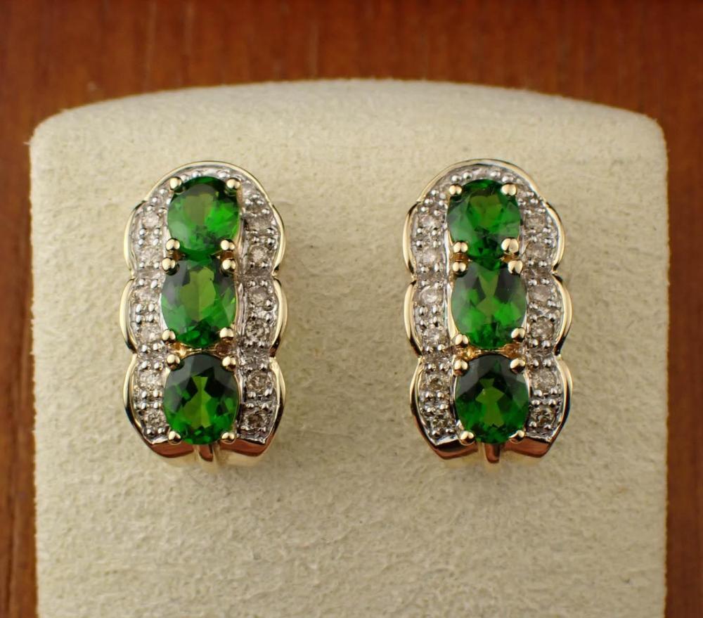 CHROME DIOPSIDE AND DIAMOND EARRINGSCHROME 3c7b9b