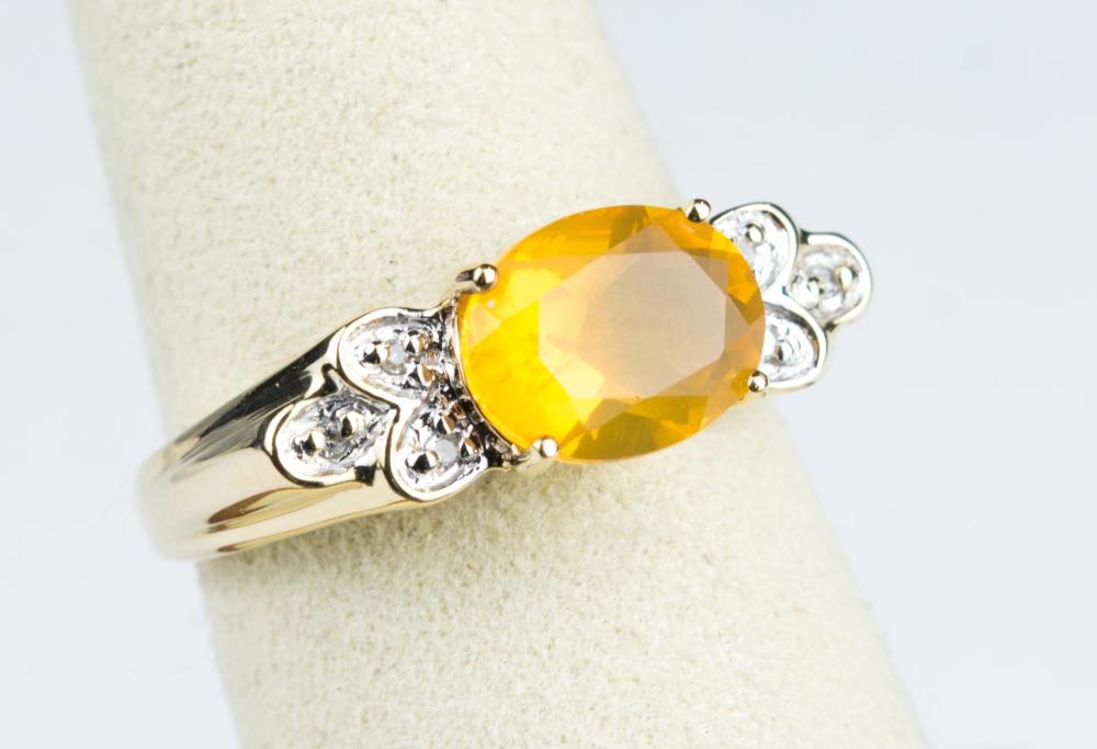 FIRE OPAL DIAMOND AND YELLOW GOLD 3c7bee