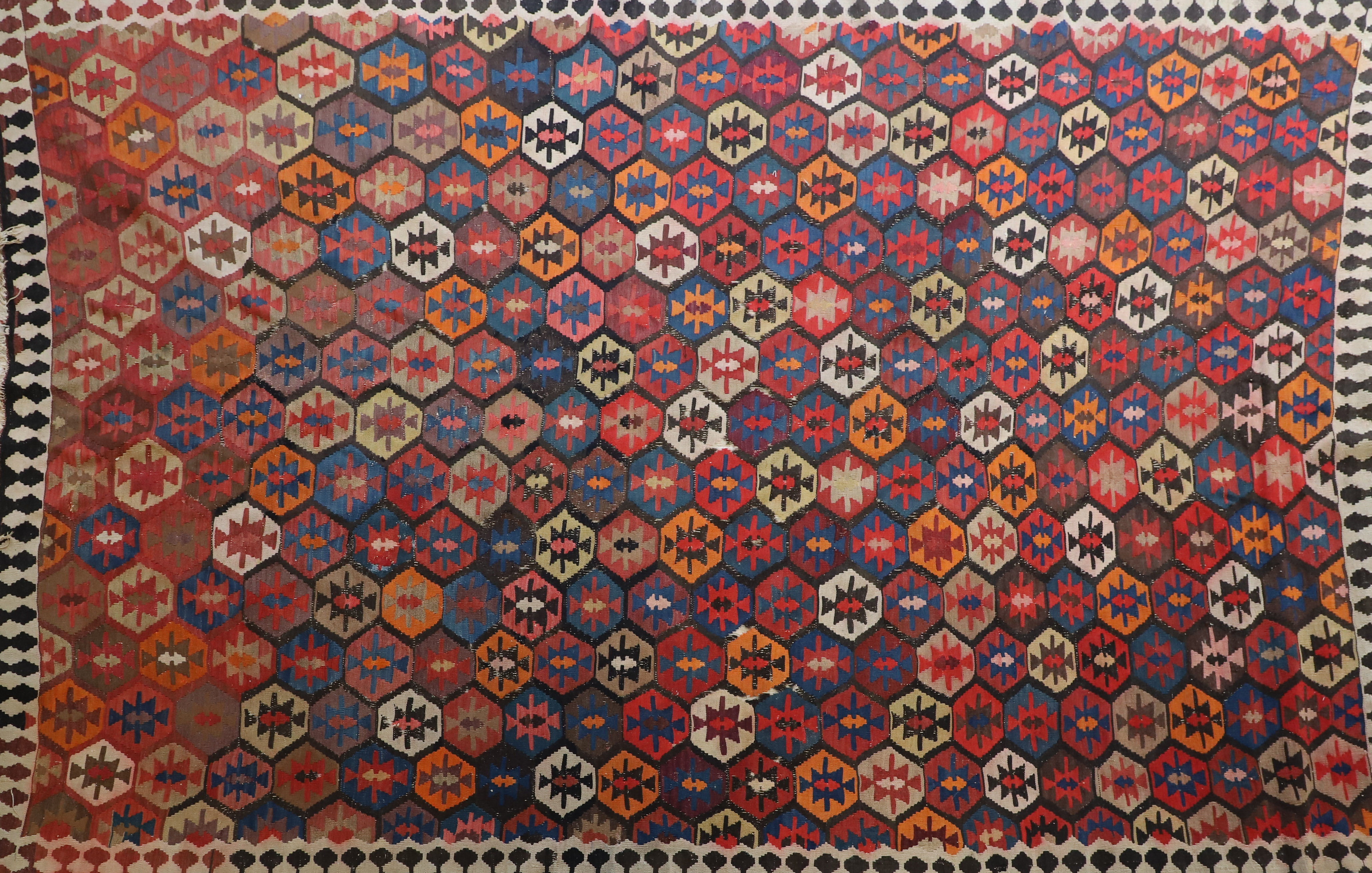 6'2"x 9'5" Qashqai Kilim, some