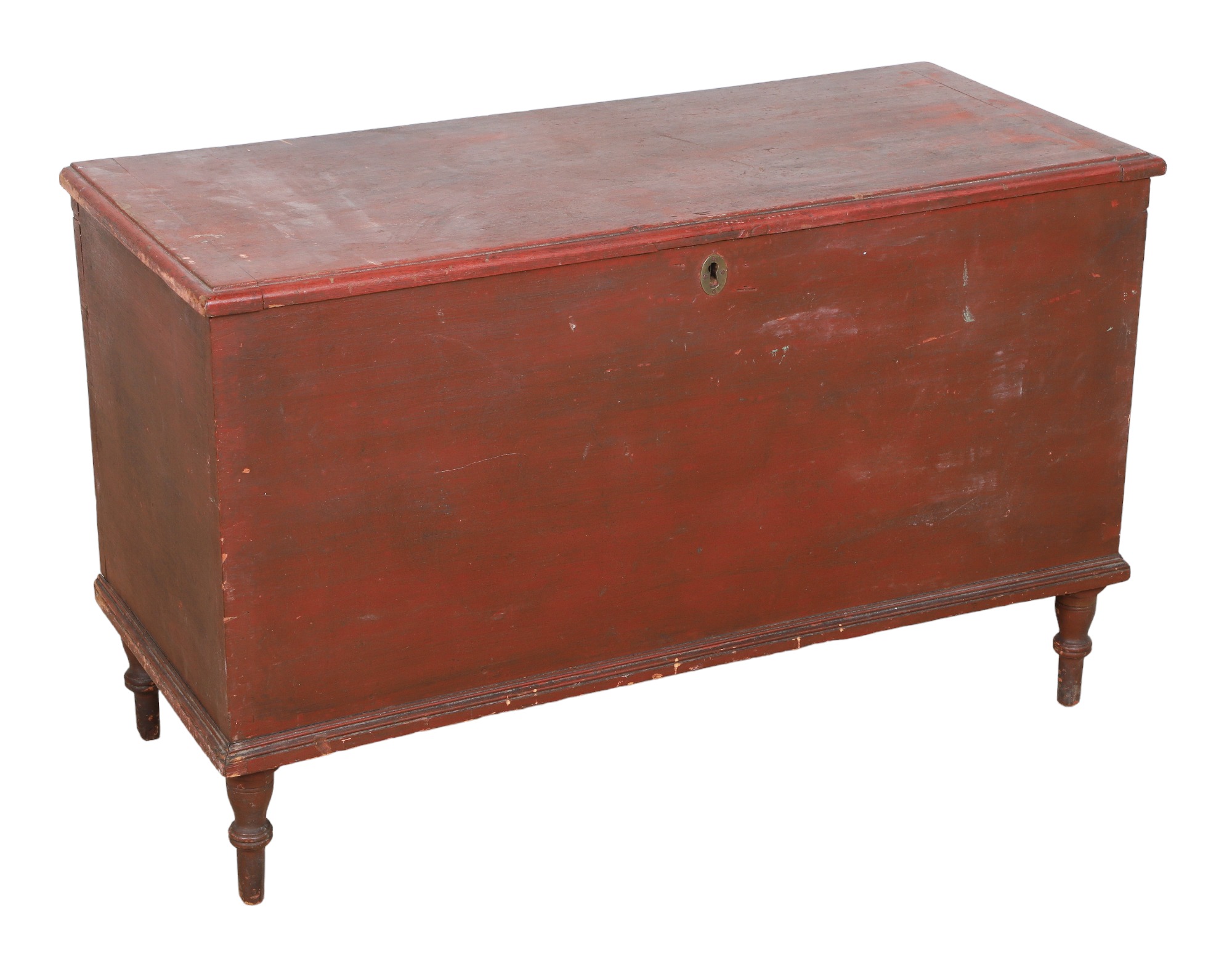 19th c Red painted blanket chest  3ca3a4