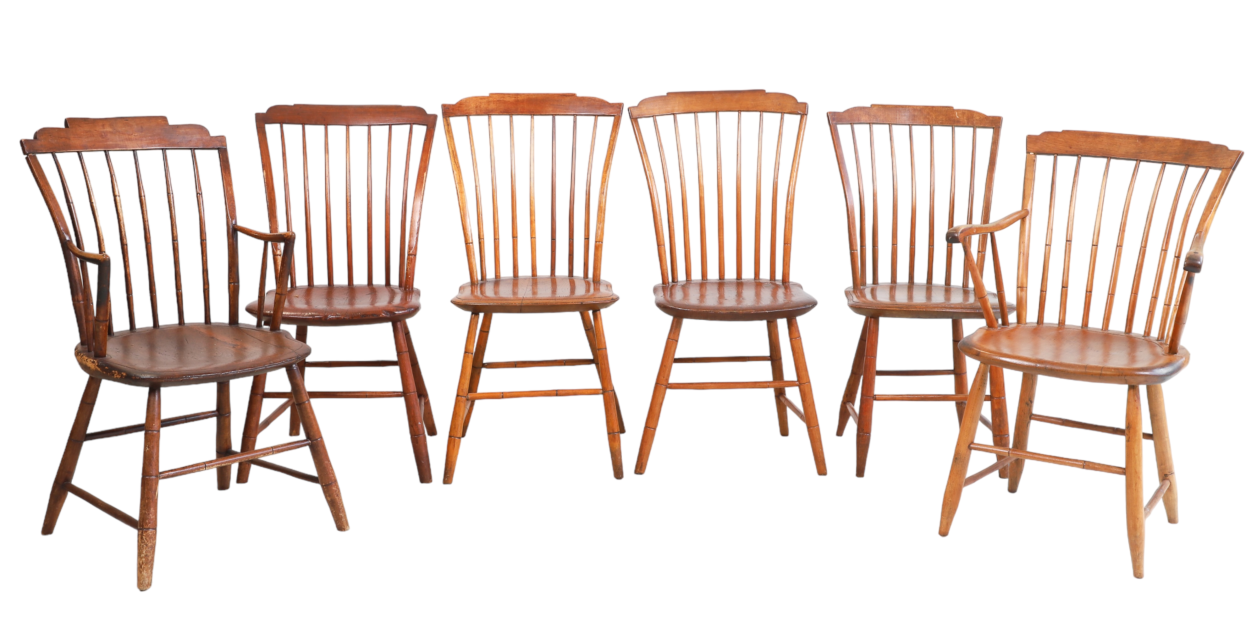 (6) Assembled bamboo form chairs, c/o