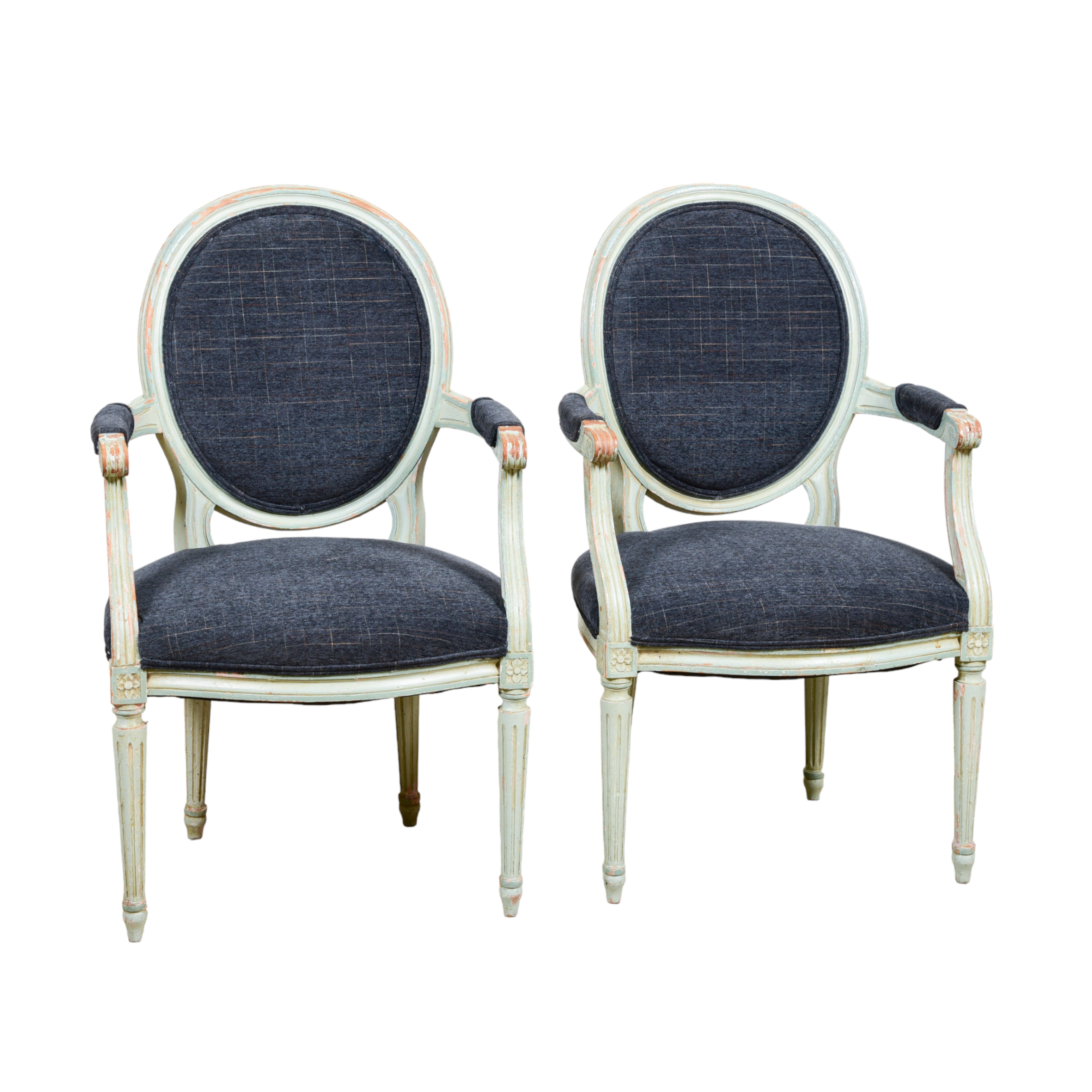 Pair Louis XVI style open armchairs  3ca3ca