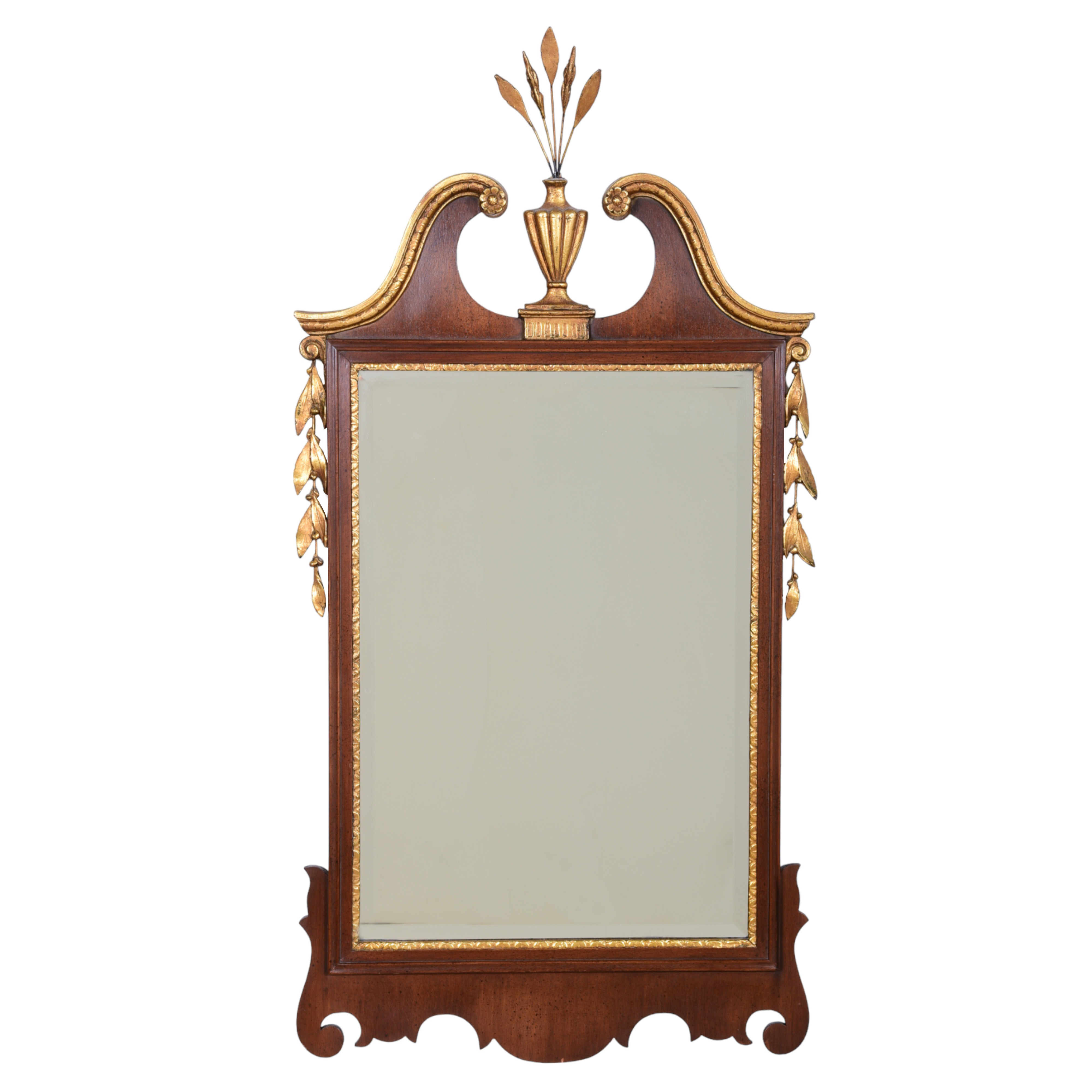 Gilt mahogany wall mirror, sheaf of