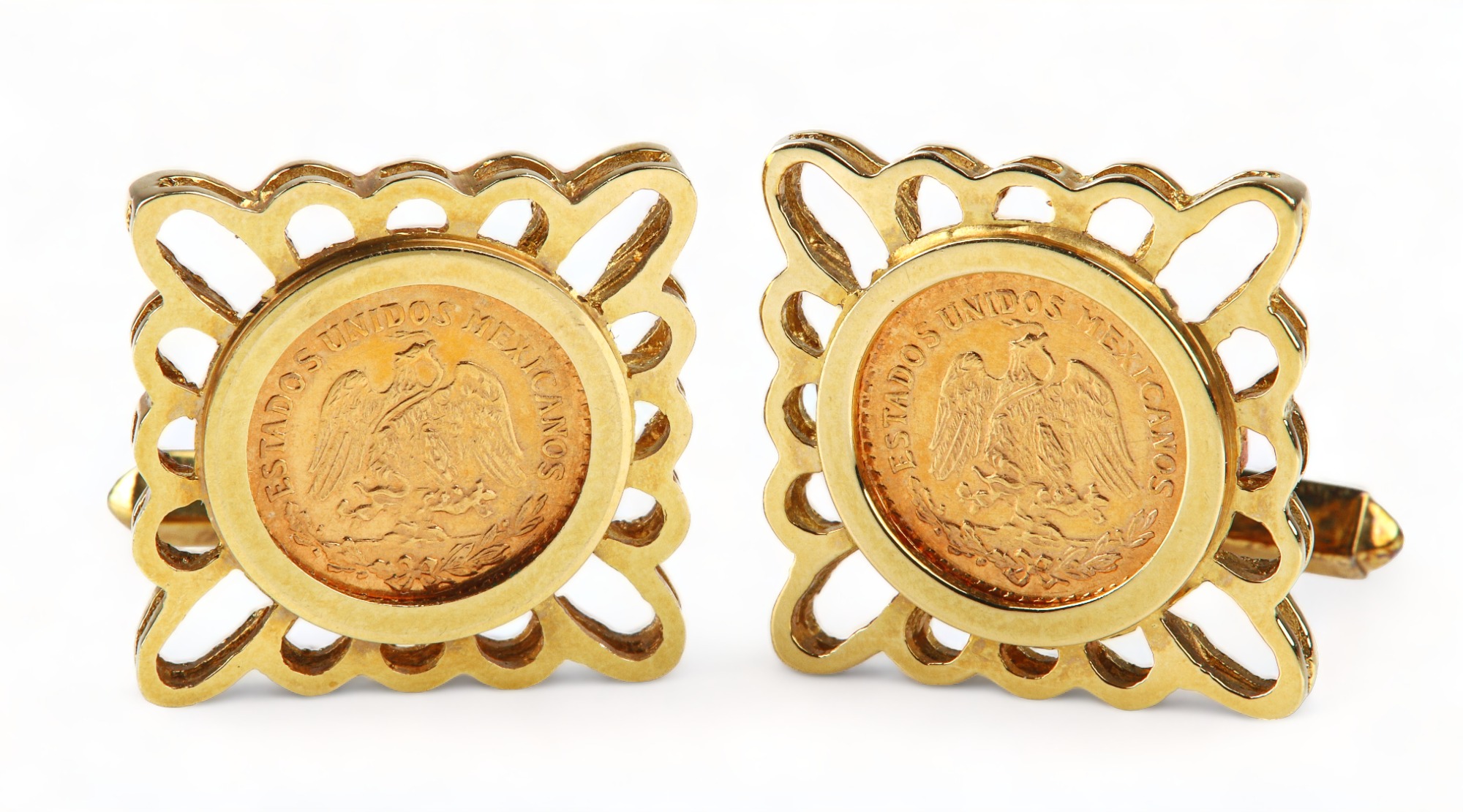 14K Yellow Gold Coin Centered Cufflinks  3ca417