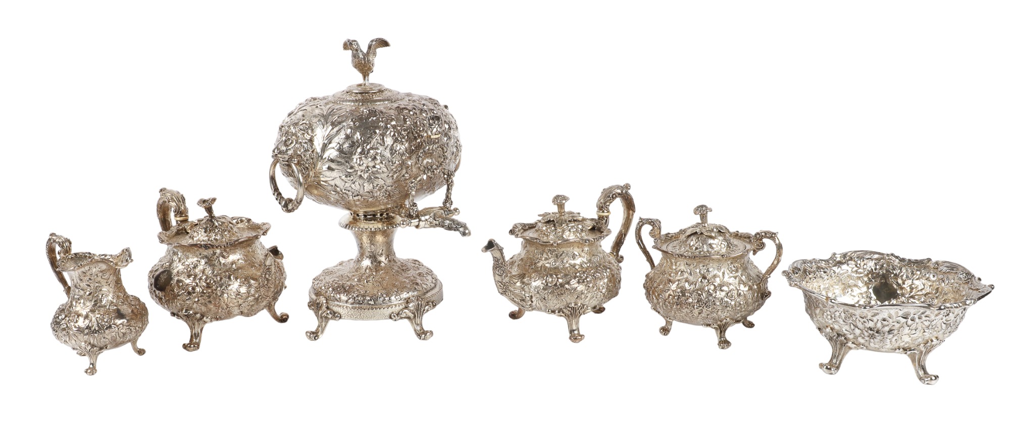 6 Piece S Kirk Son floral repousse 3ca43e