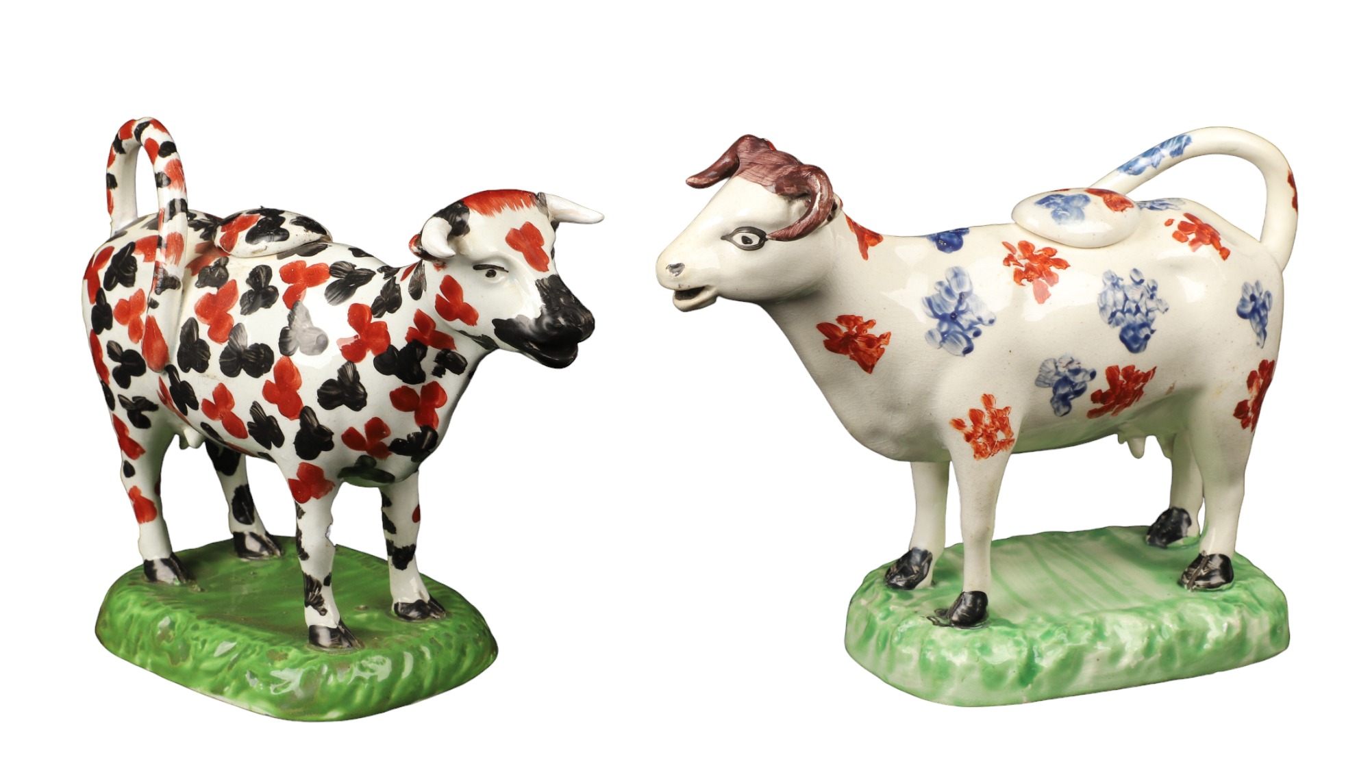 English Creamware sponged cow creamers,