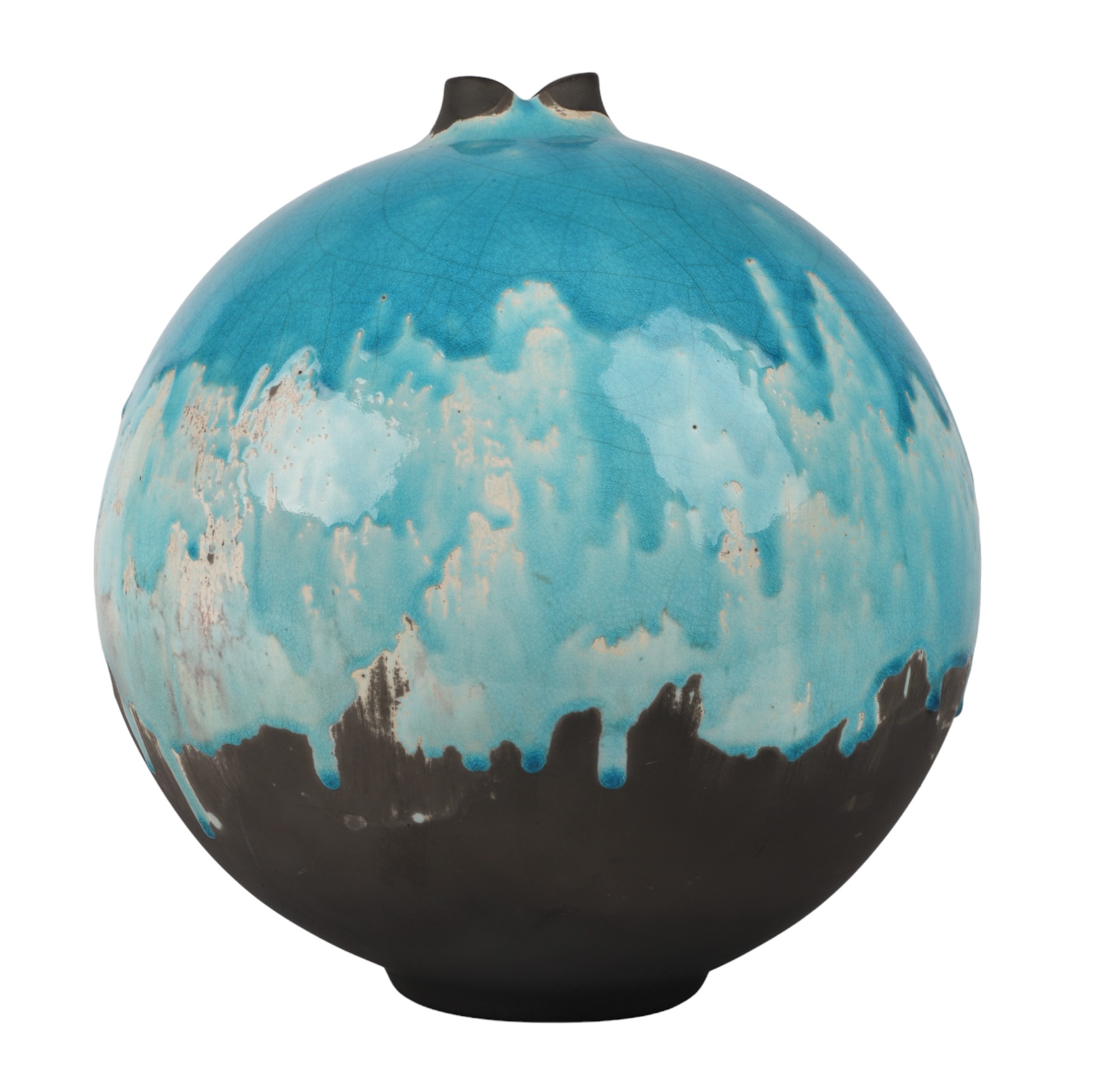 Raku pottery vessel turquoise 3ca4a2