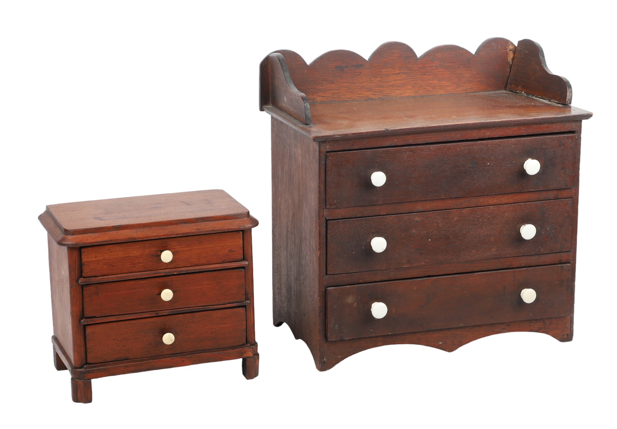  2 Pine 3 Drawer Miniature Chests  3ca4fd