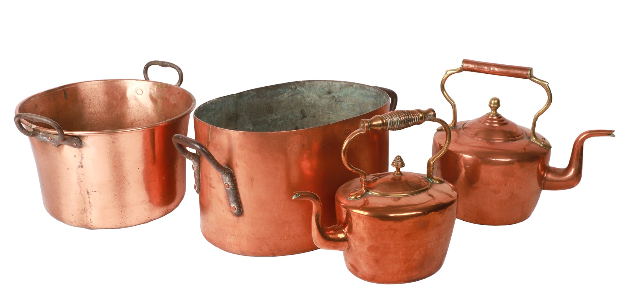 (4) Copper roasting pan, pot and