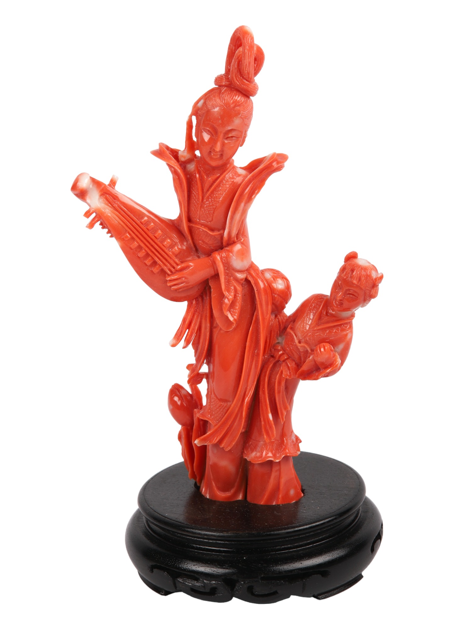 Carved Red Coral Quanyin Figure 3ca538