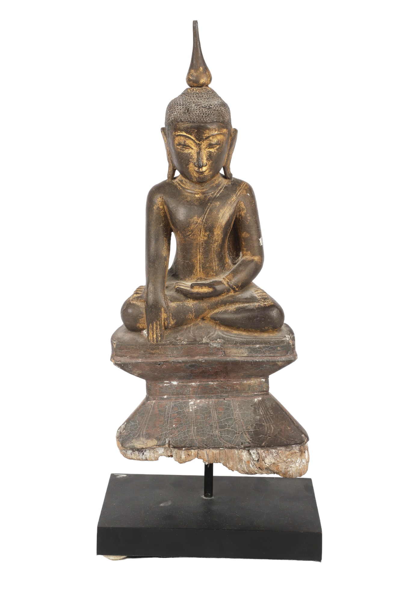 Carved wood Thai Buddha figure 3ca53f