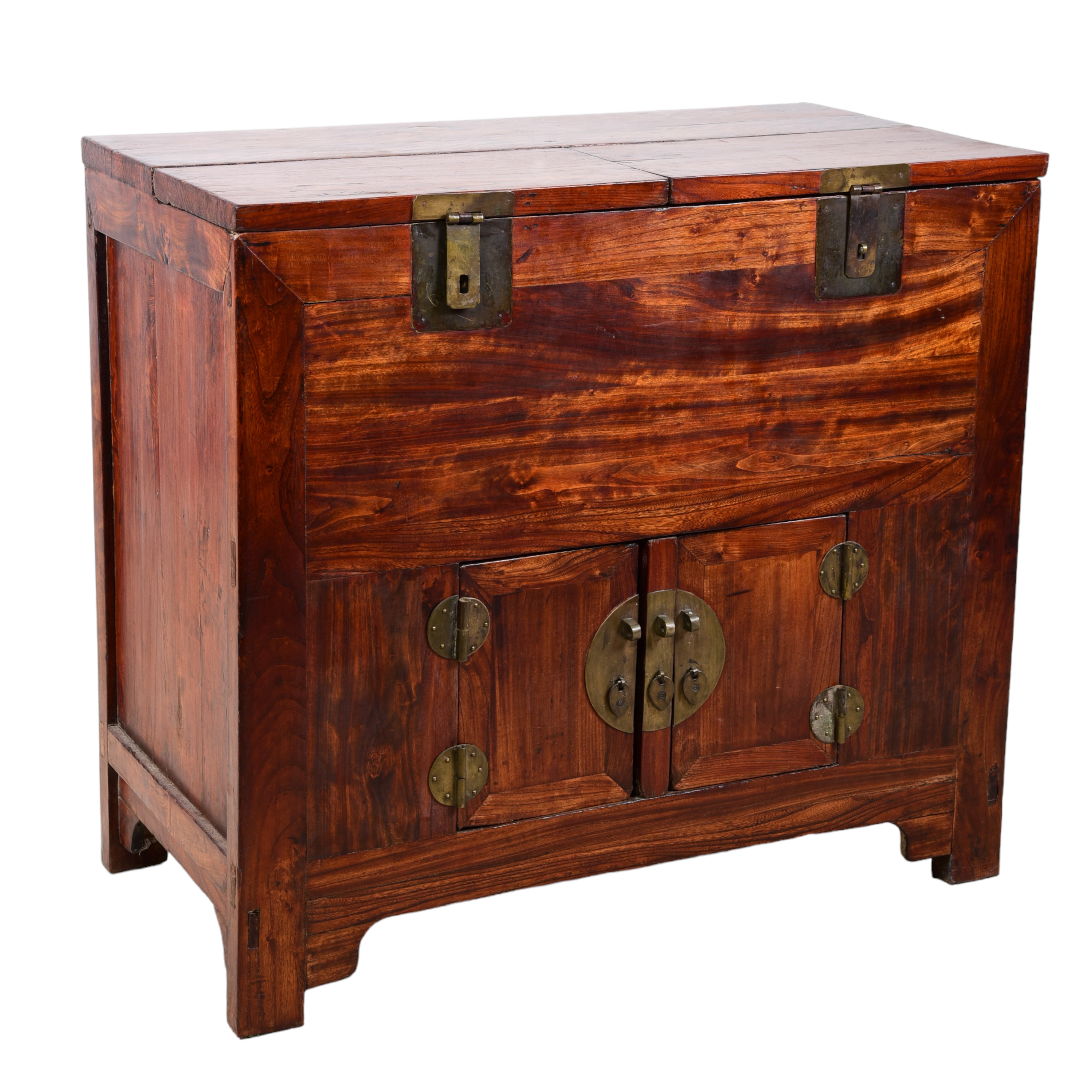 Chinese elmwood chest, two doors