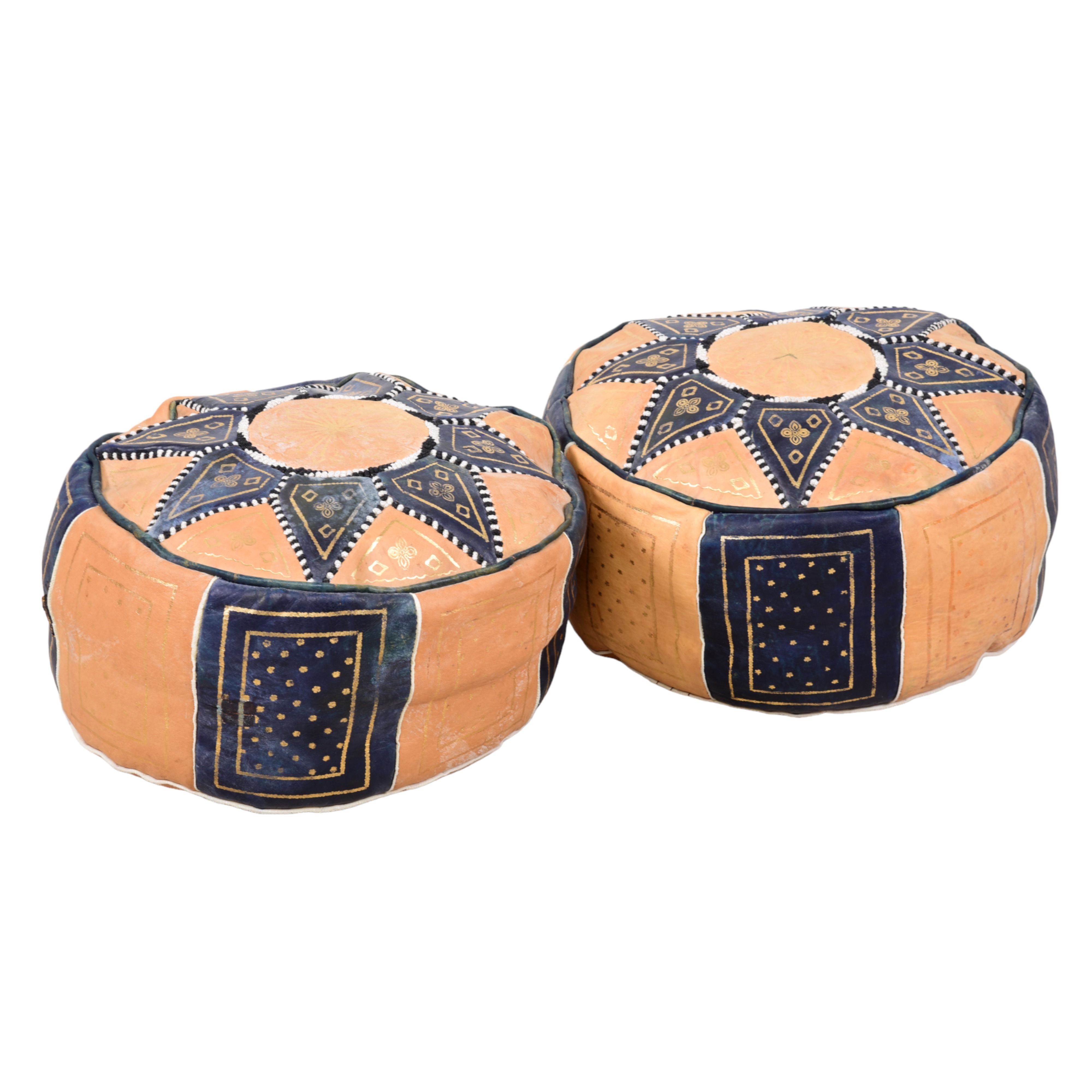 Pair leather painted ottomans  3ca5ad