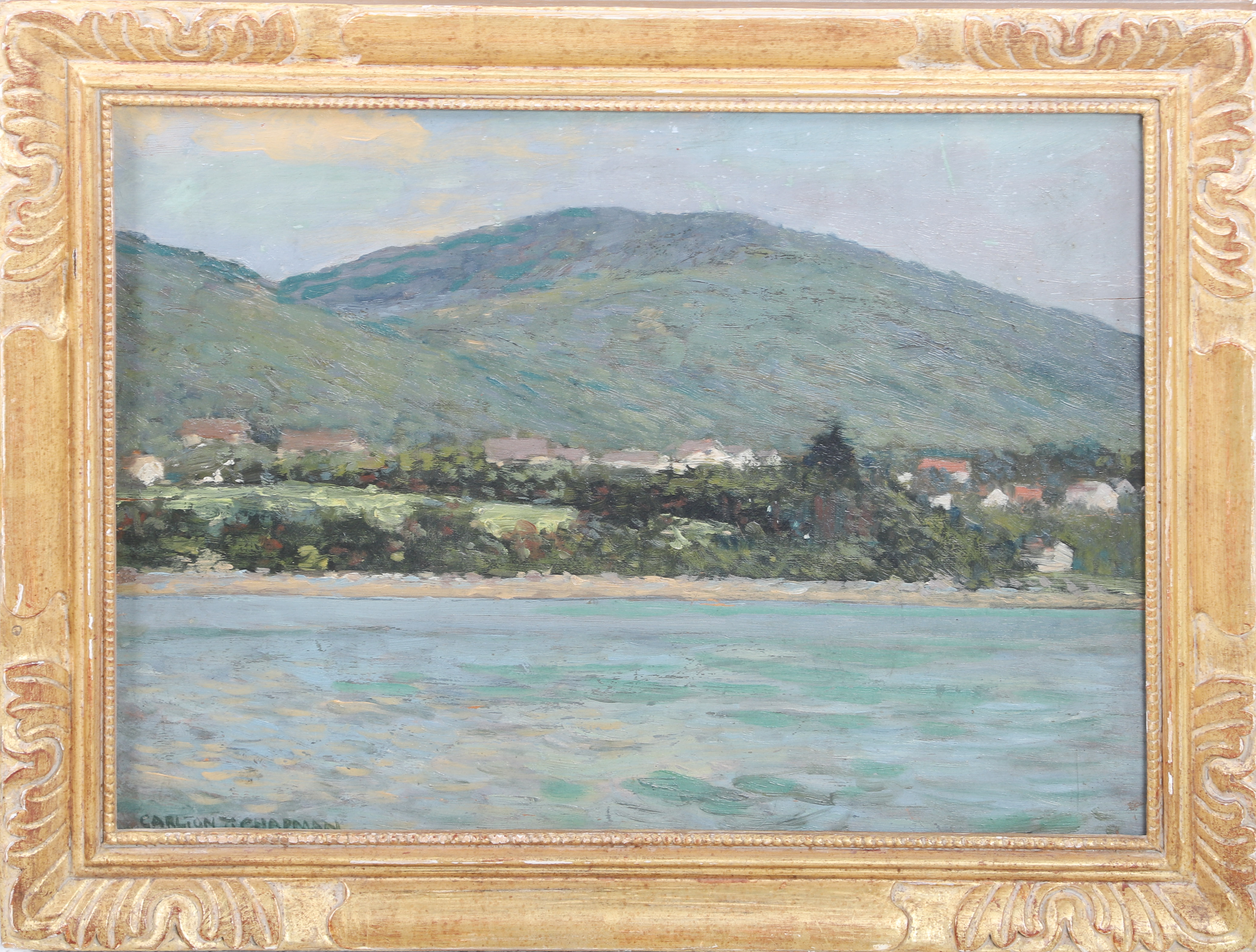 Coastal landscape painting, oil
