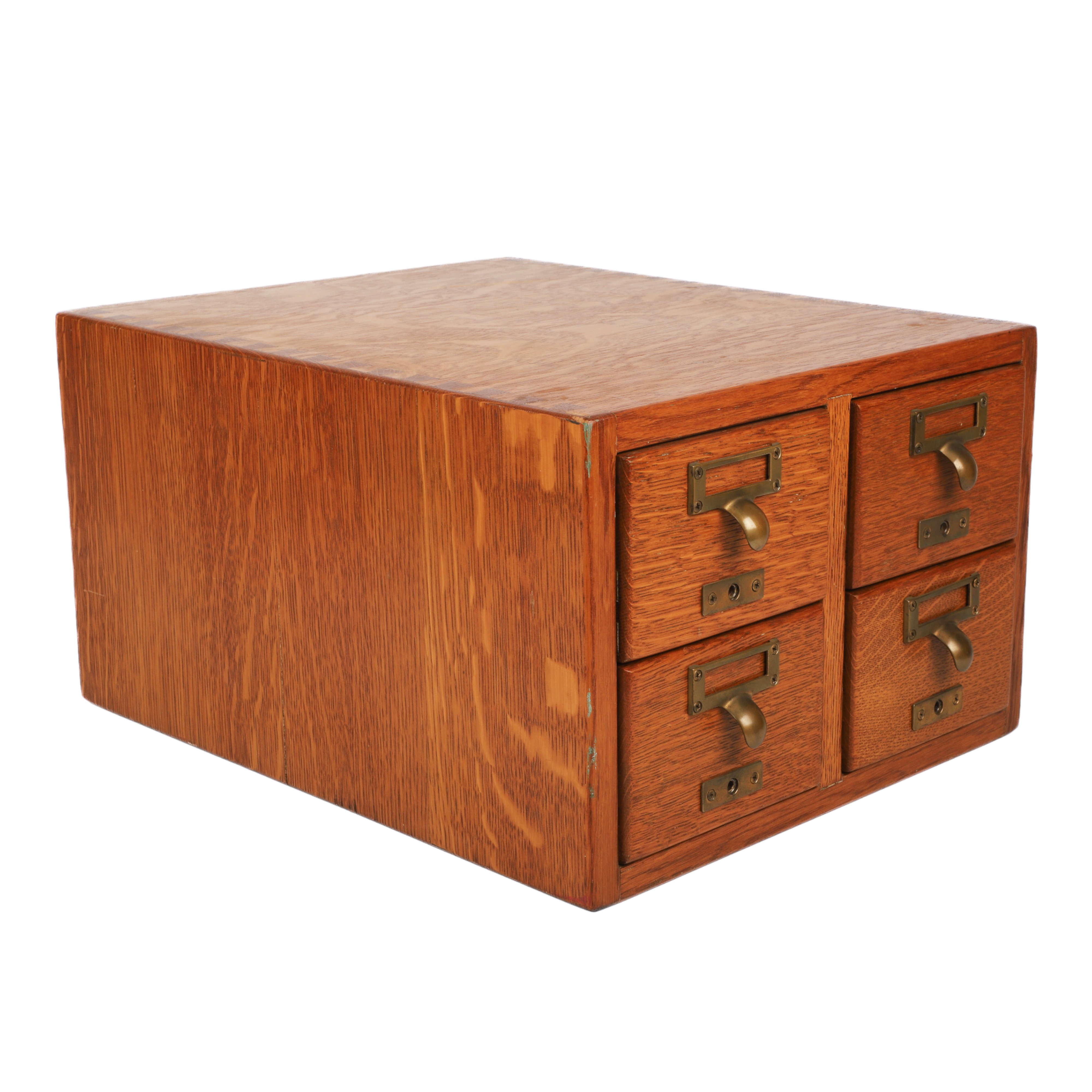 Oak 4-drawer card catalog, dovetailed