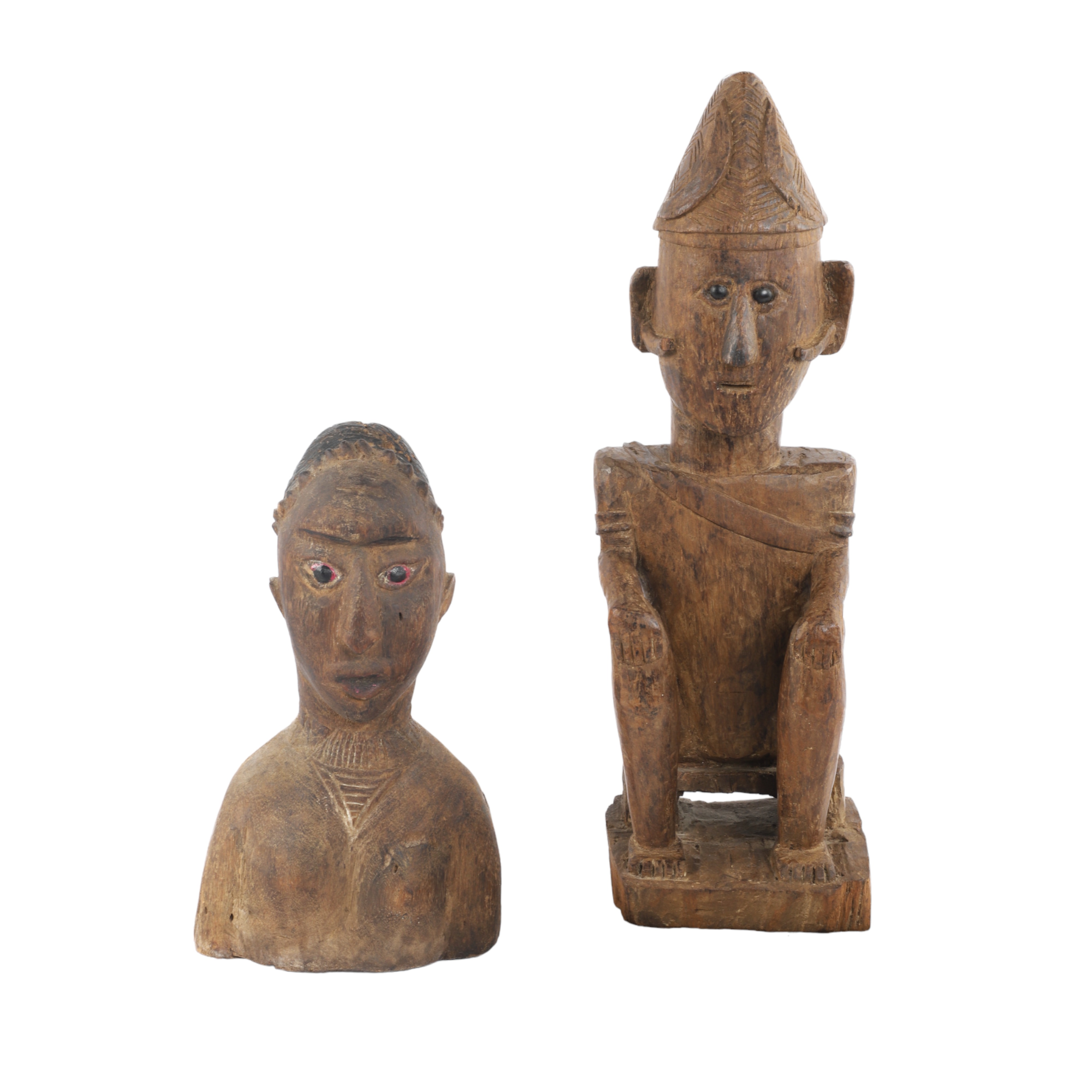(2) Carved wood African figures,