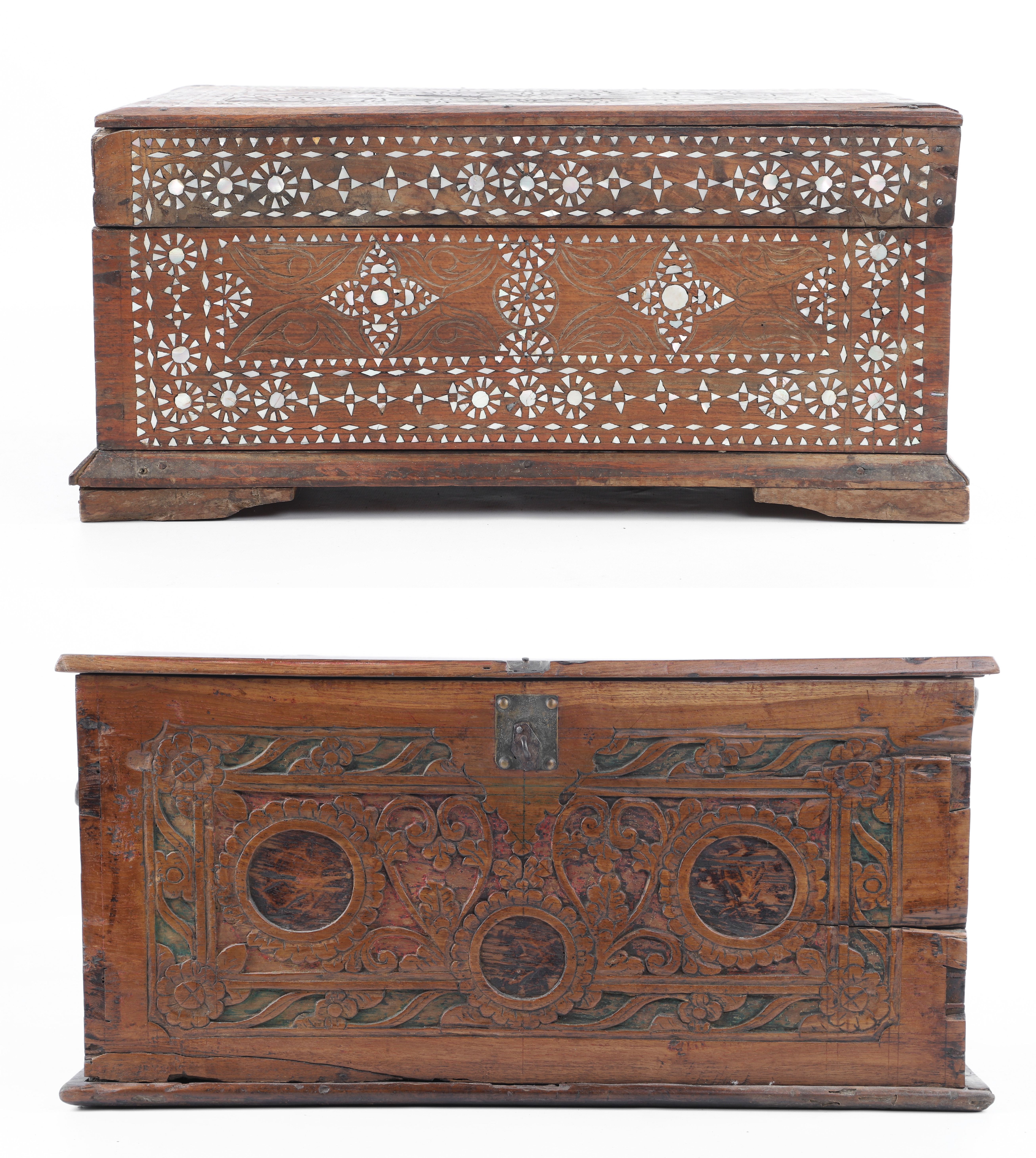 Carved and Inlaid trunk and covered