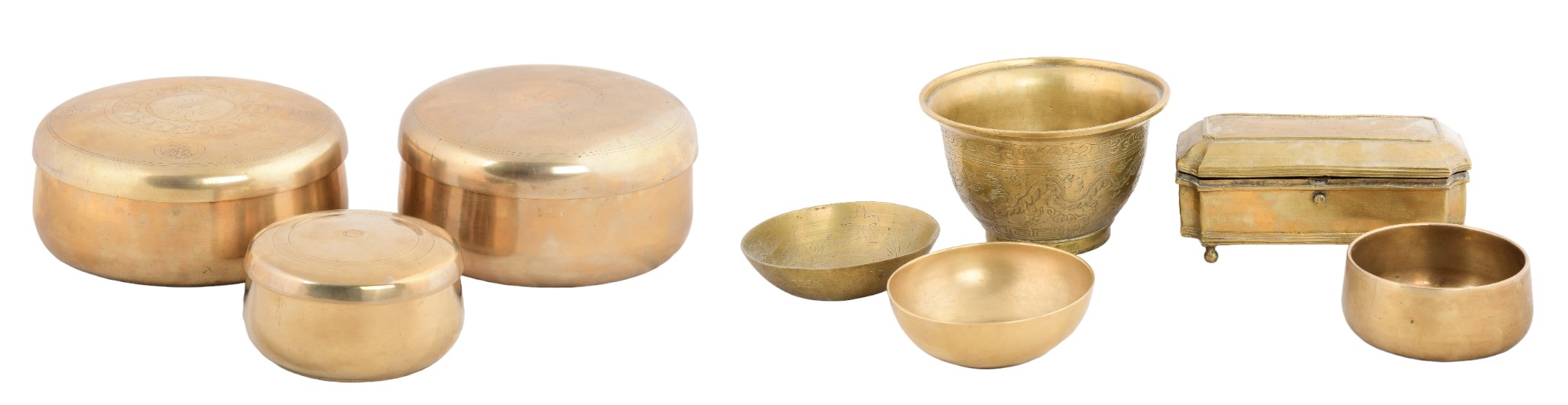 Chinese brass boxes and bowls to 3ca6b9