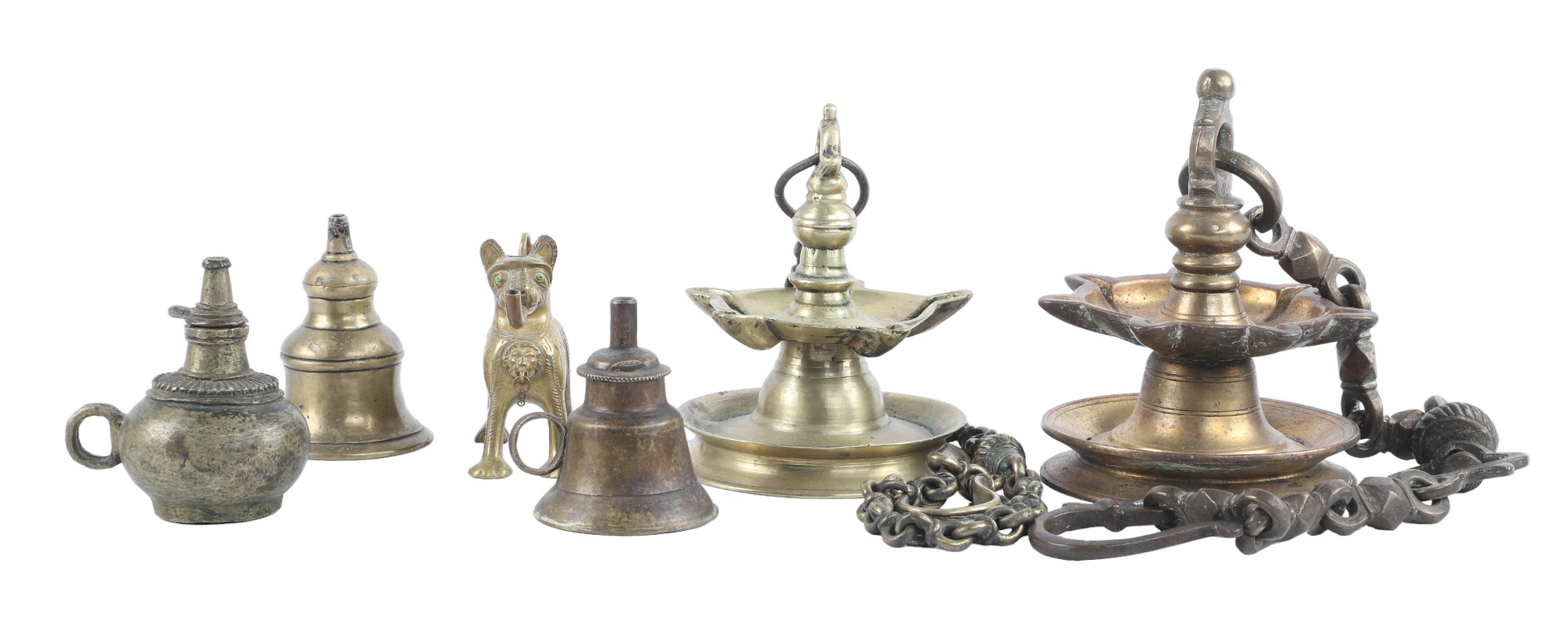  9 Brass and Mixed Metal Oil Lamps 3ca6bb