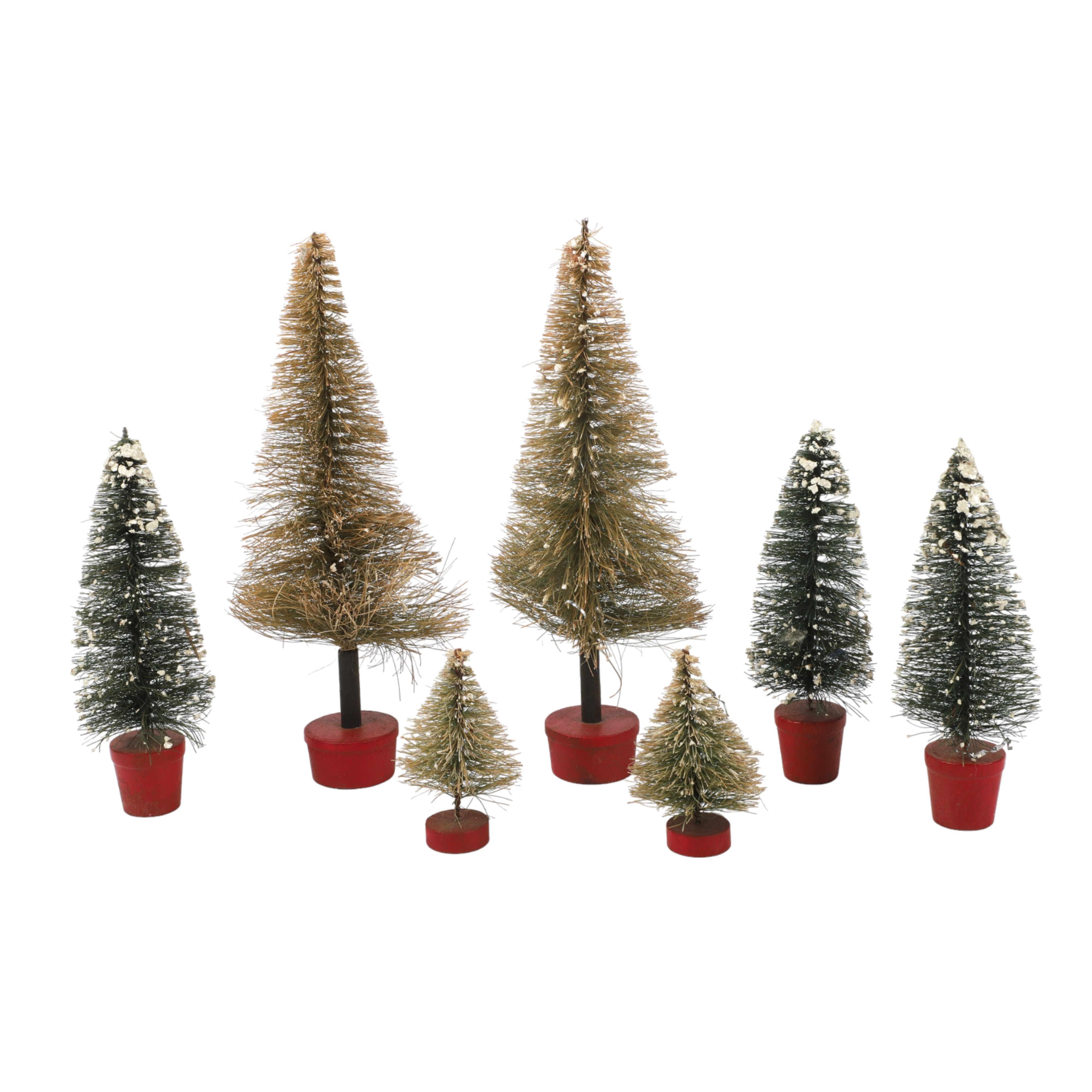 (7) Bottle brush Christmas trees,