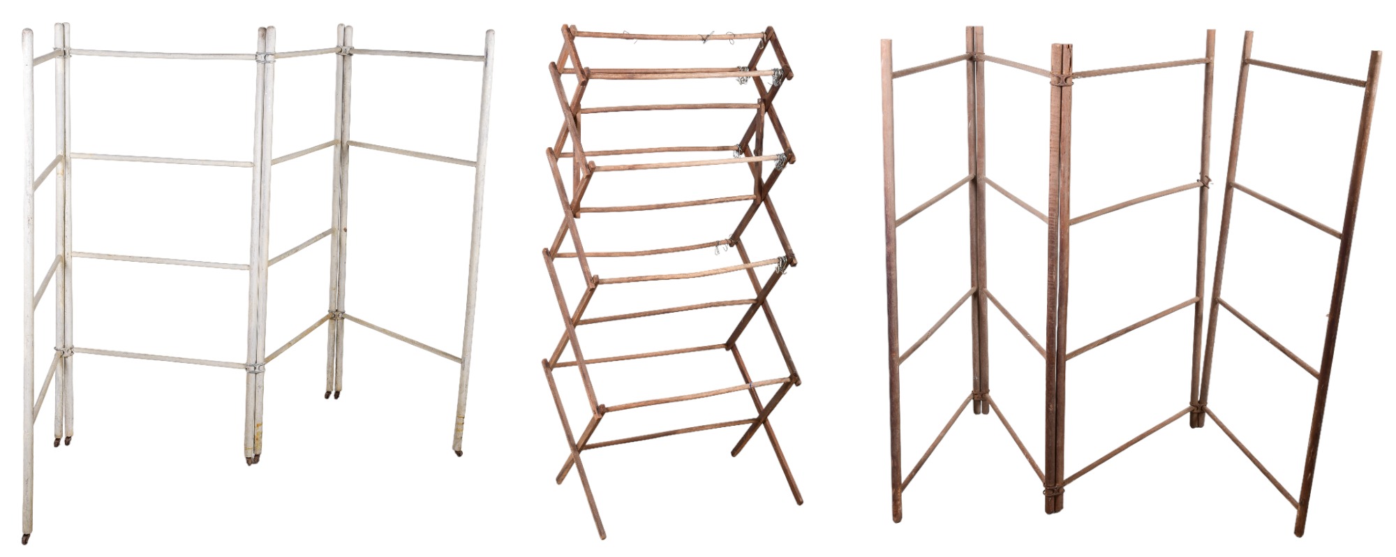 (3) Wood folding clothes racks,