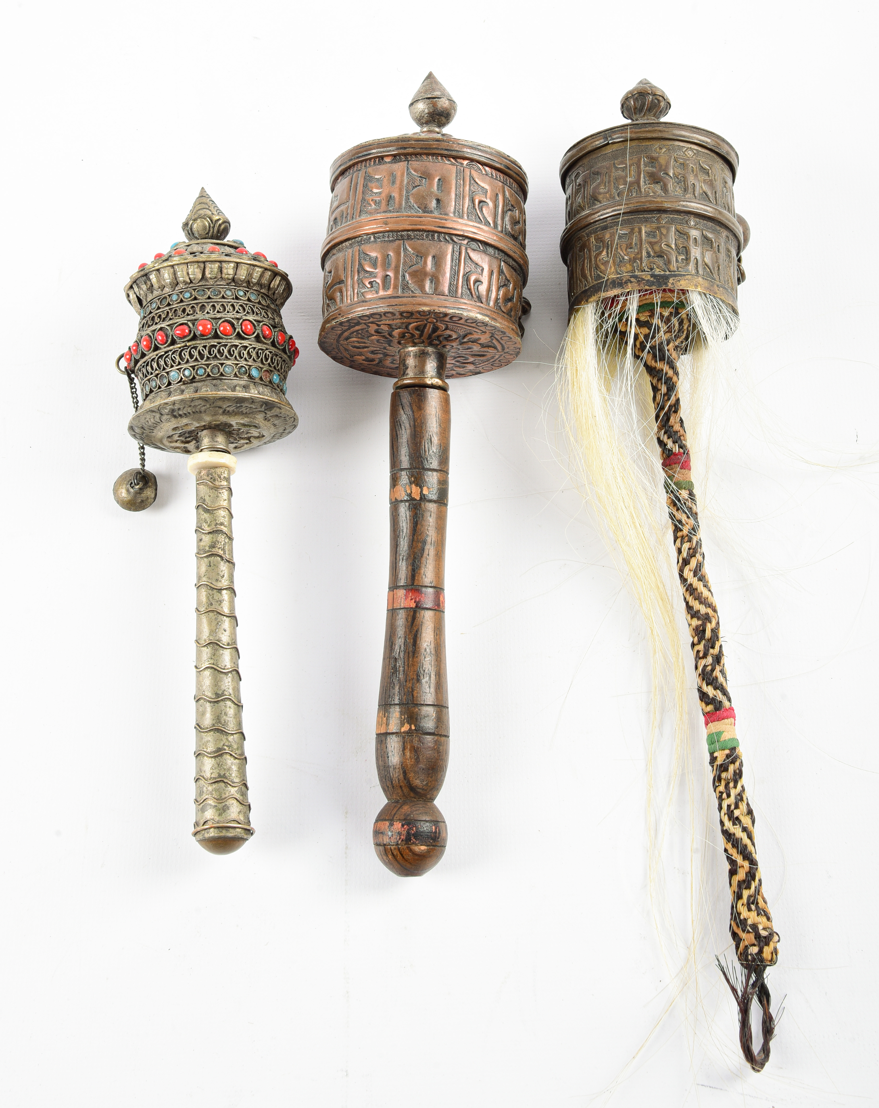(3) Tibetan prayer wheels, c/o