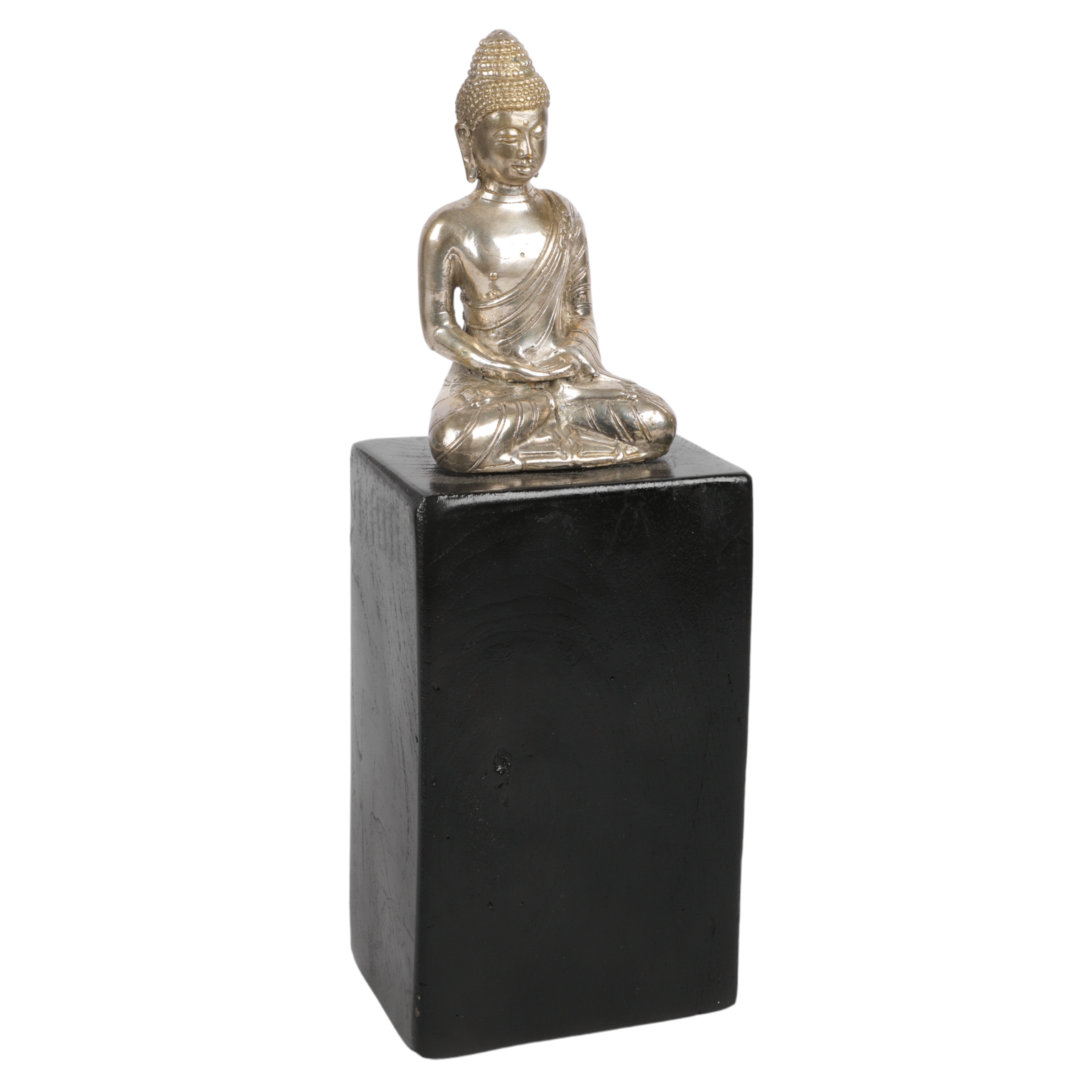 Seated Thai Buddha figure, silver