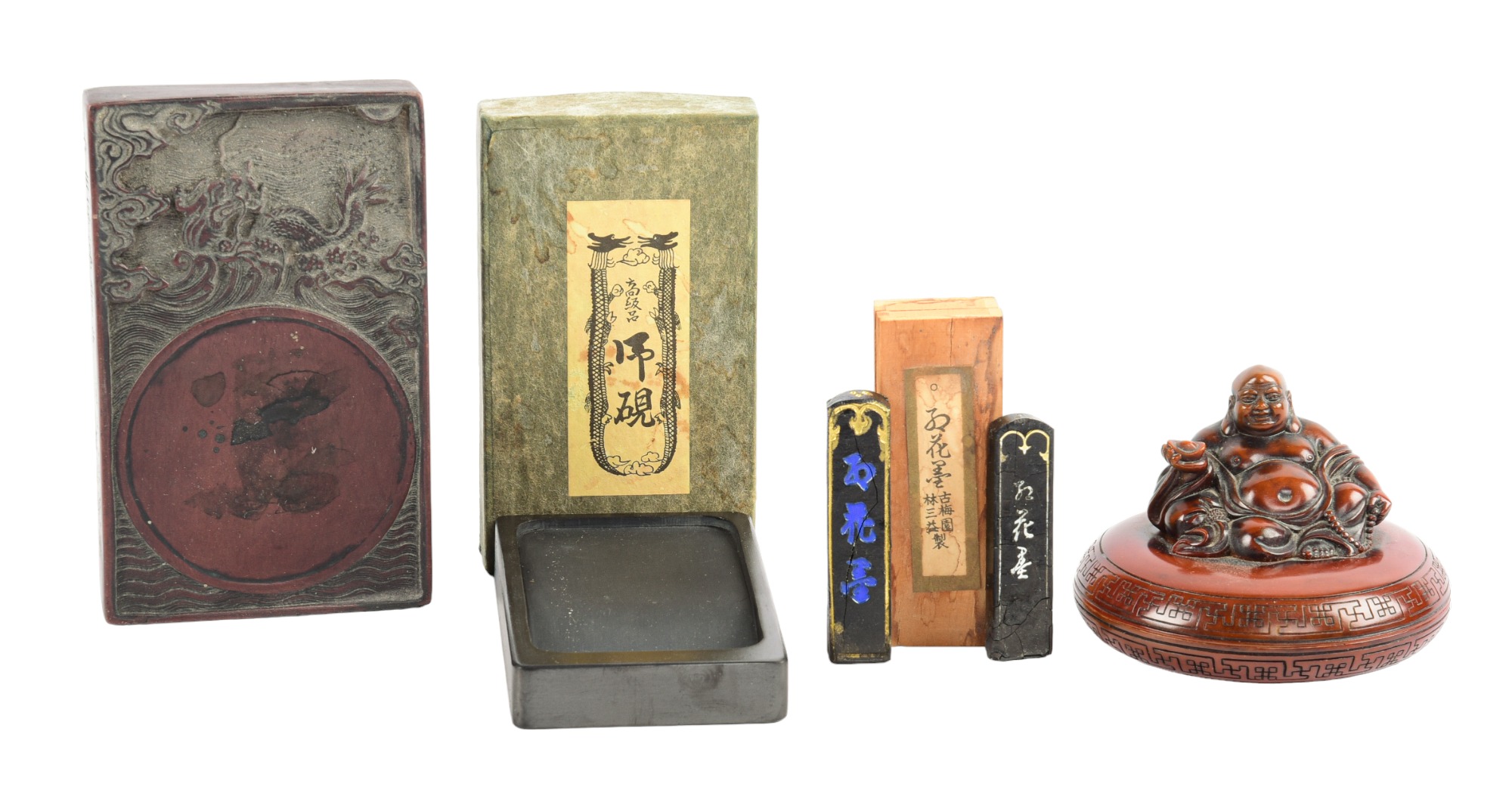 (5) Chinese Ink items, c/o brown