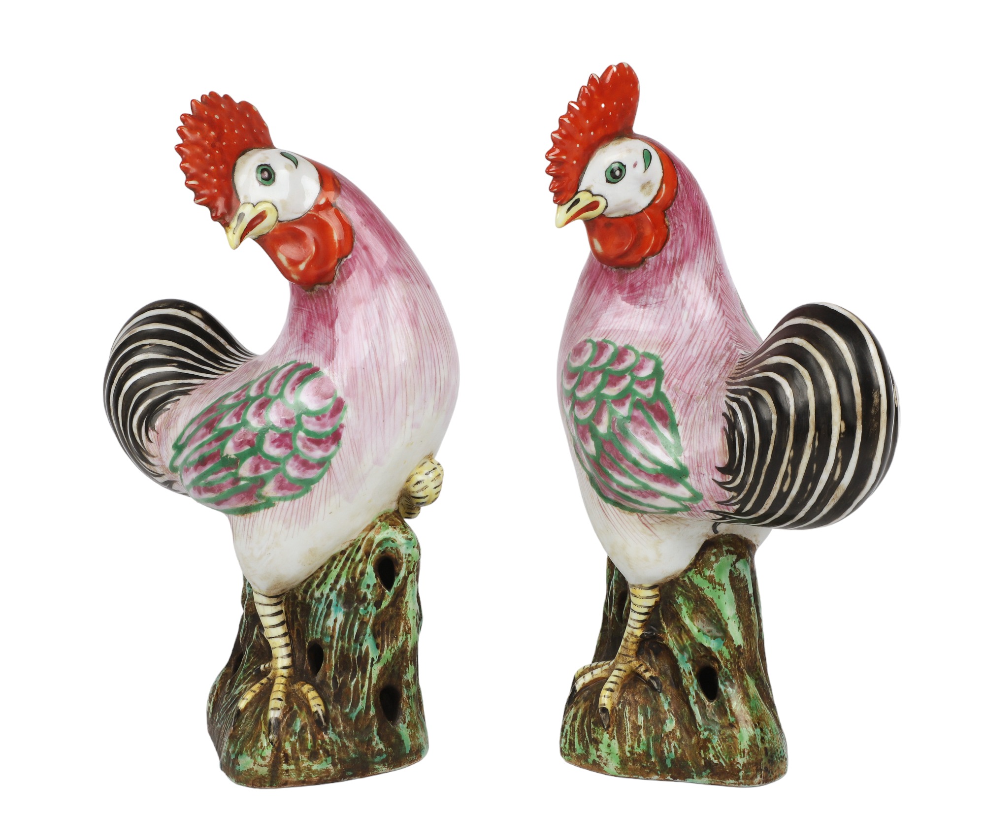 Pair of Chinese porcelain rooster 3ca700