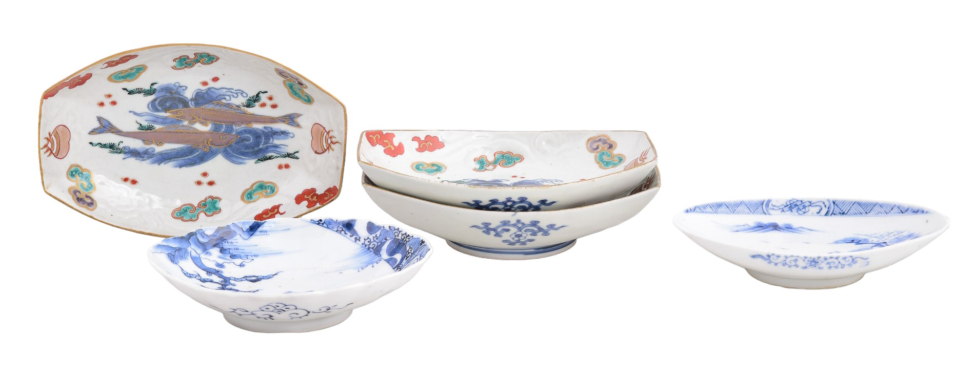 (5) Japanese porcelain dishes,