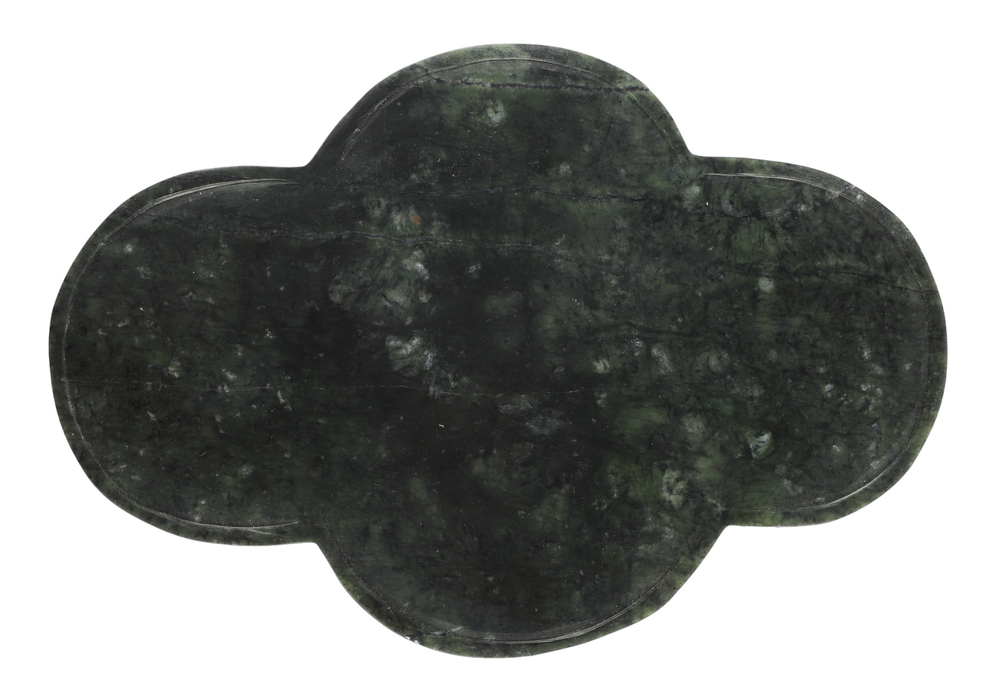 Chinese dark green jade lobed tray  3ca769