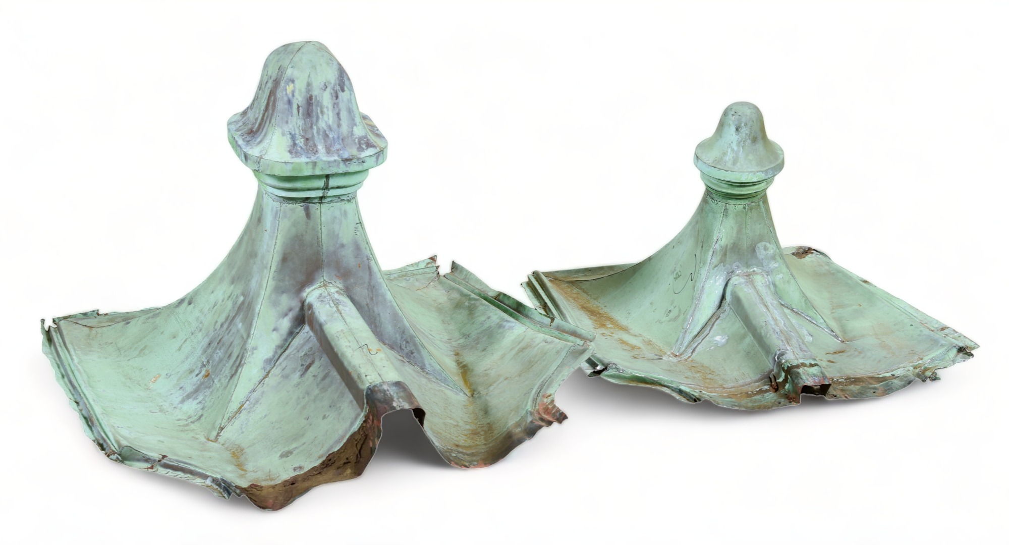 (2) Copper verdigris cupola tops,