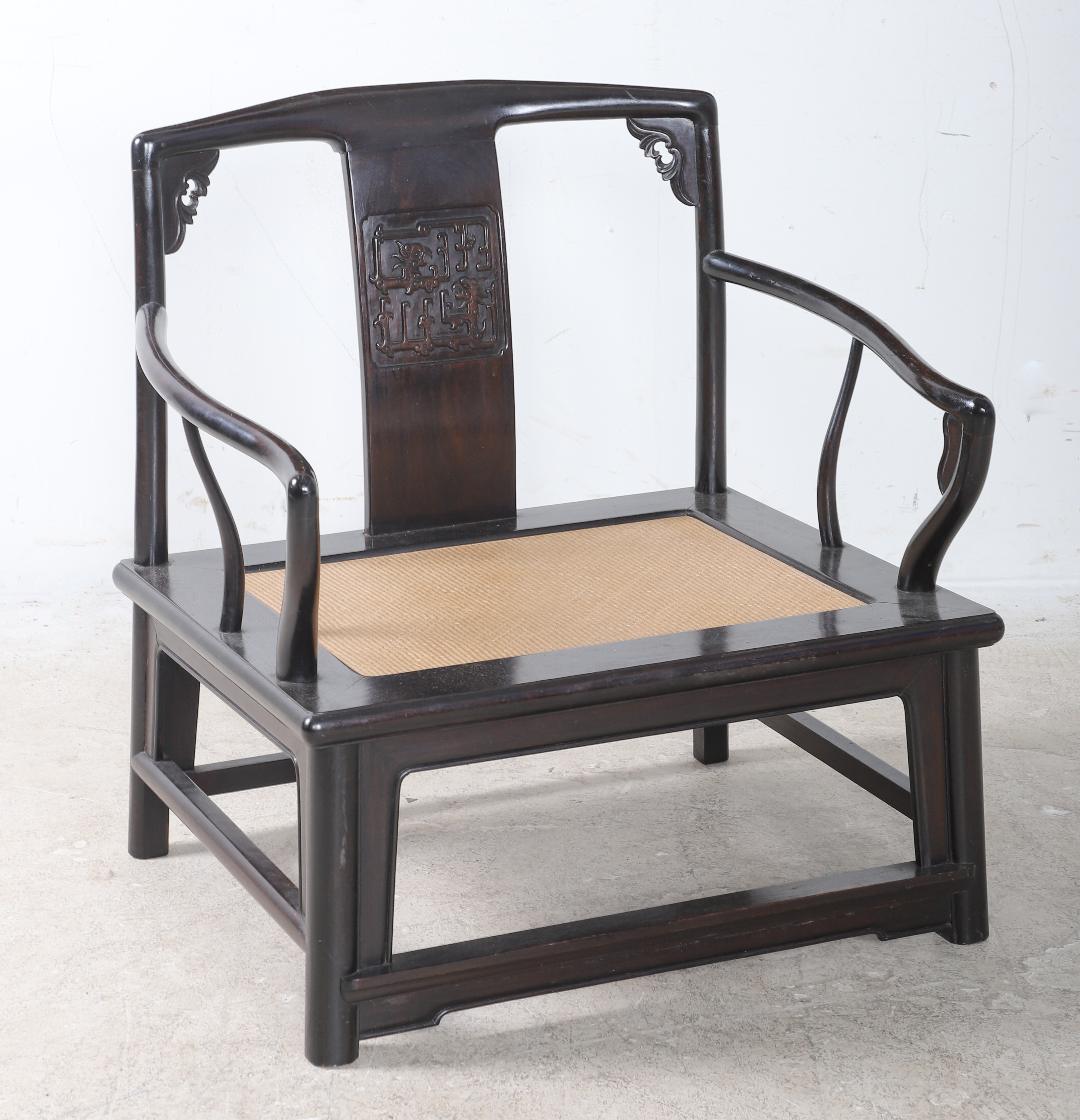 Chinese elmwood low chair, bentwood
