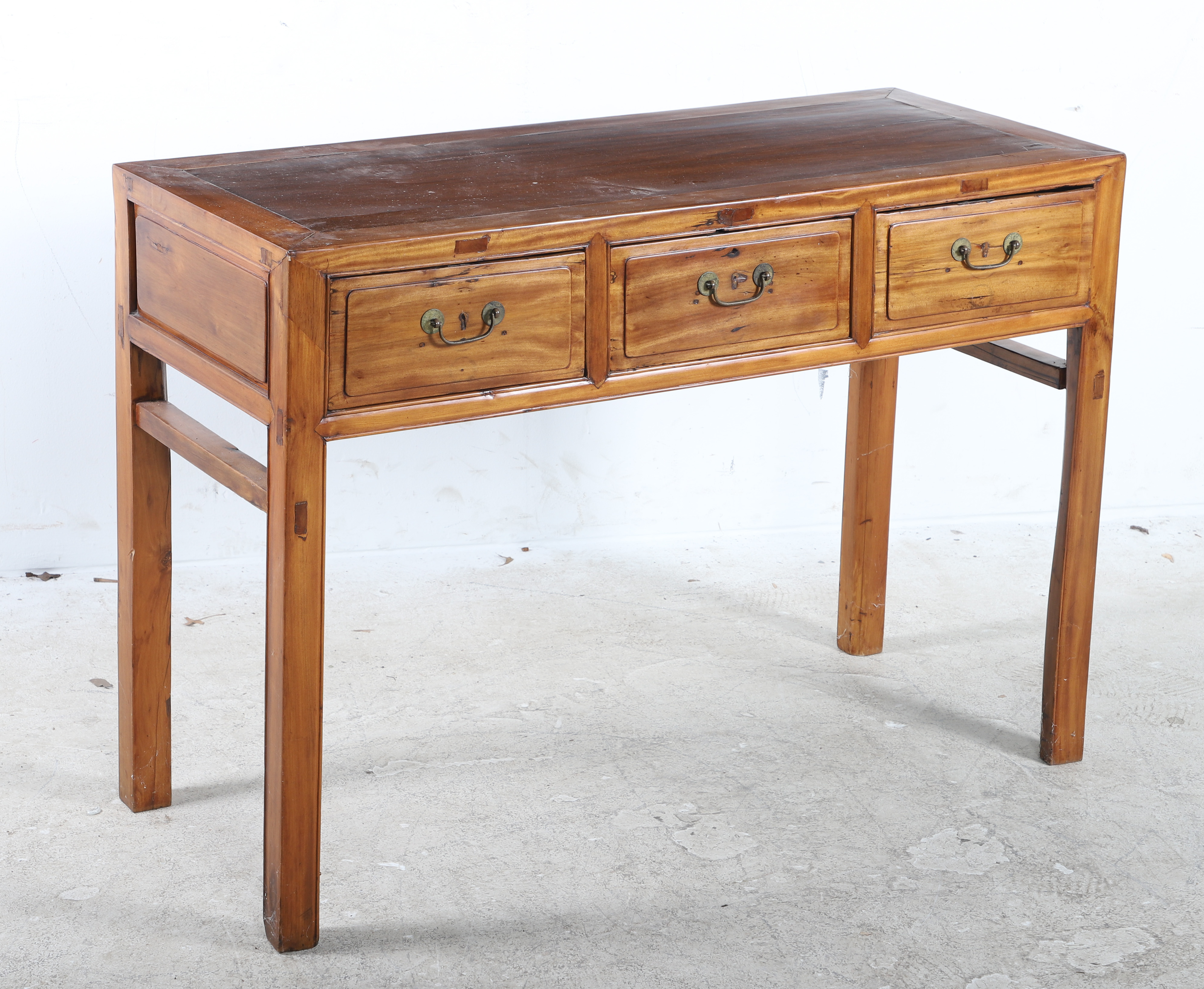 Chinese elmwood three drawer console 3ca7ab