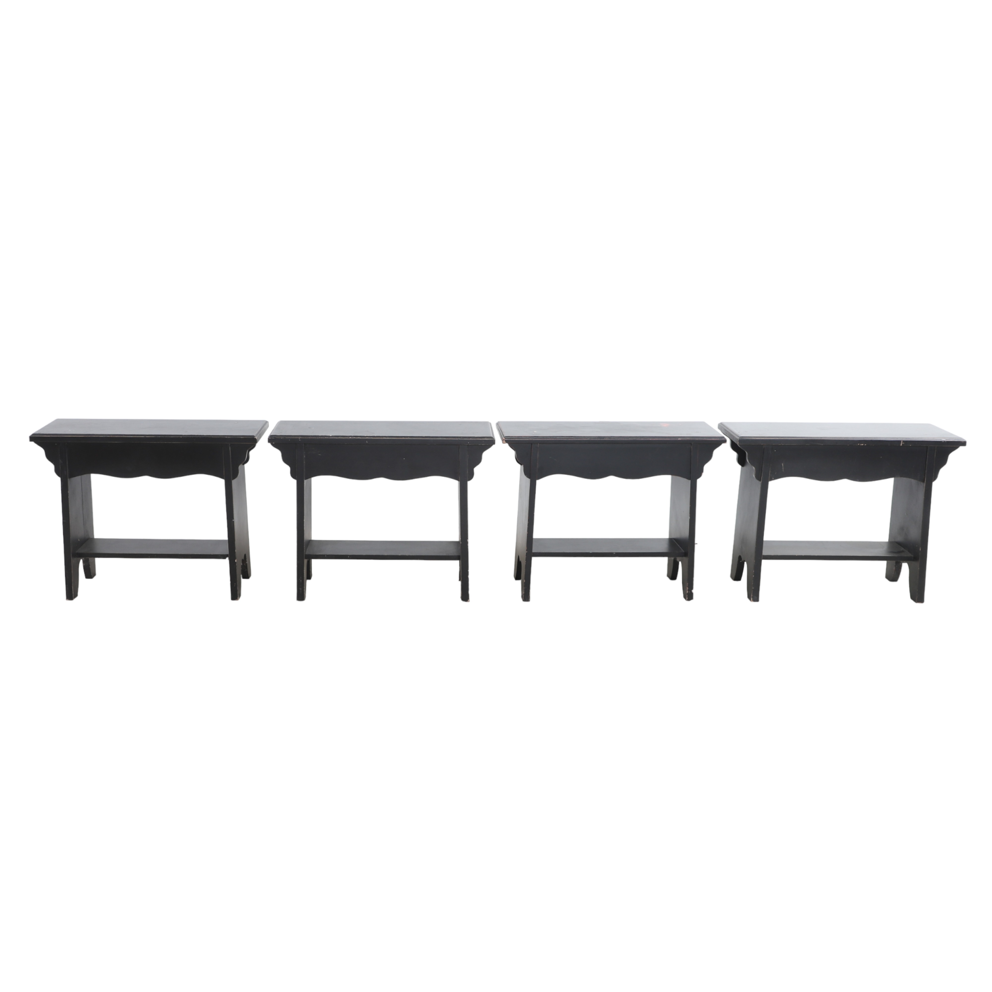 (4) Ebonized benches, cut out in