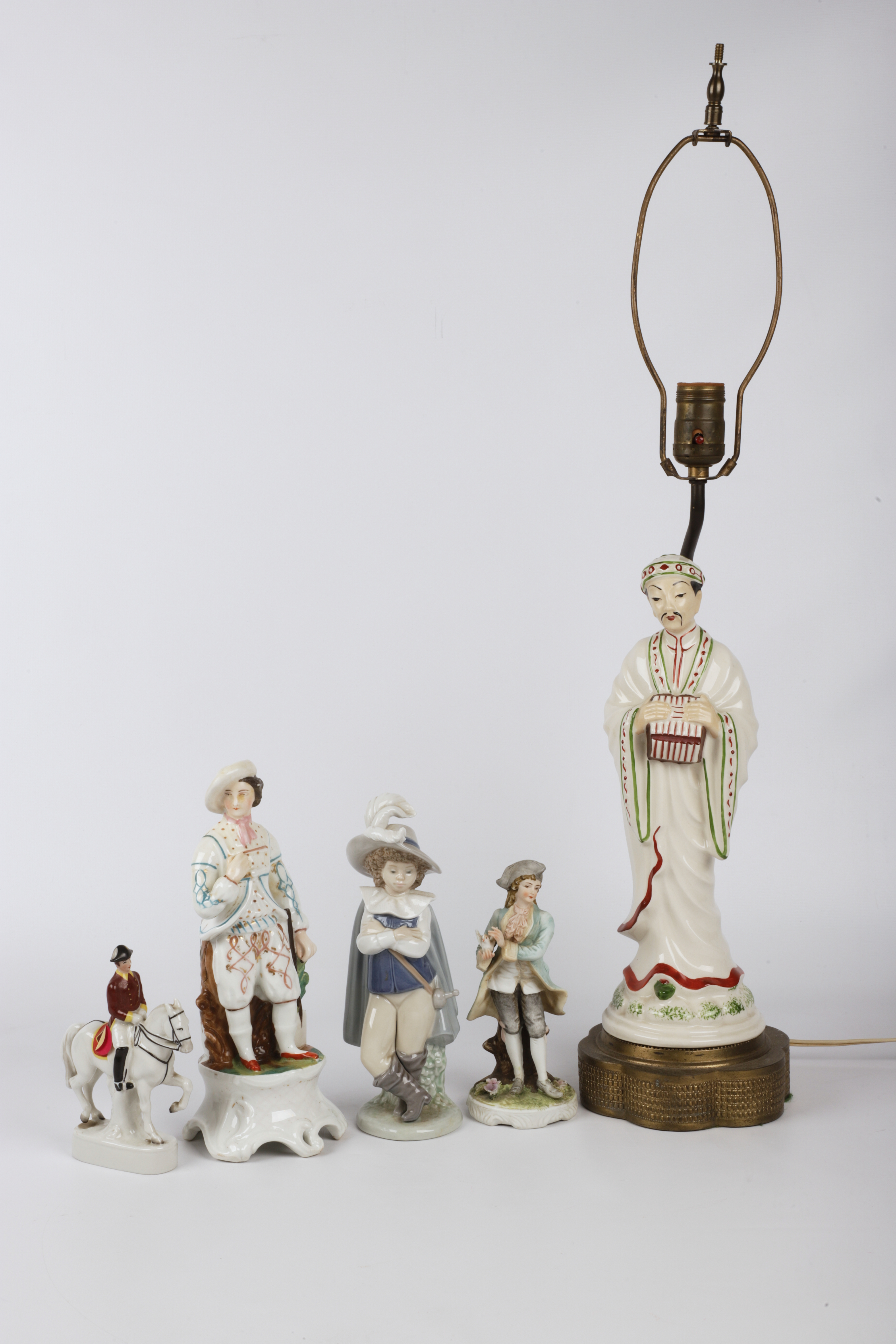 (5) Porcelain male figurines, c/o